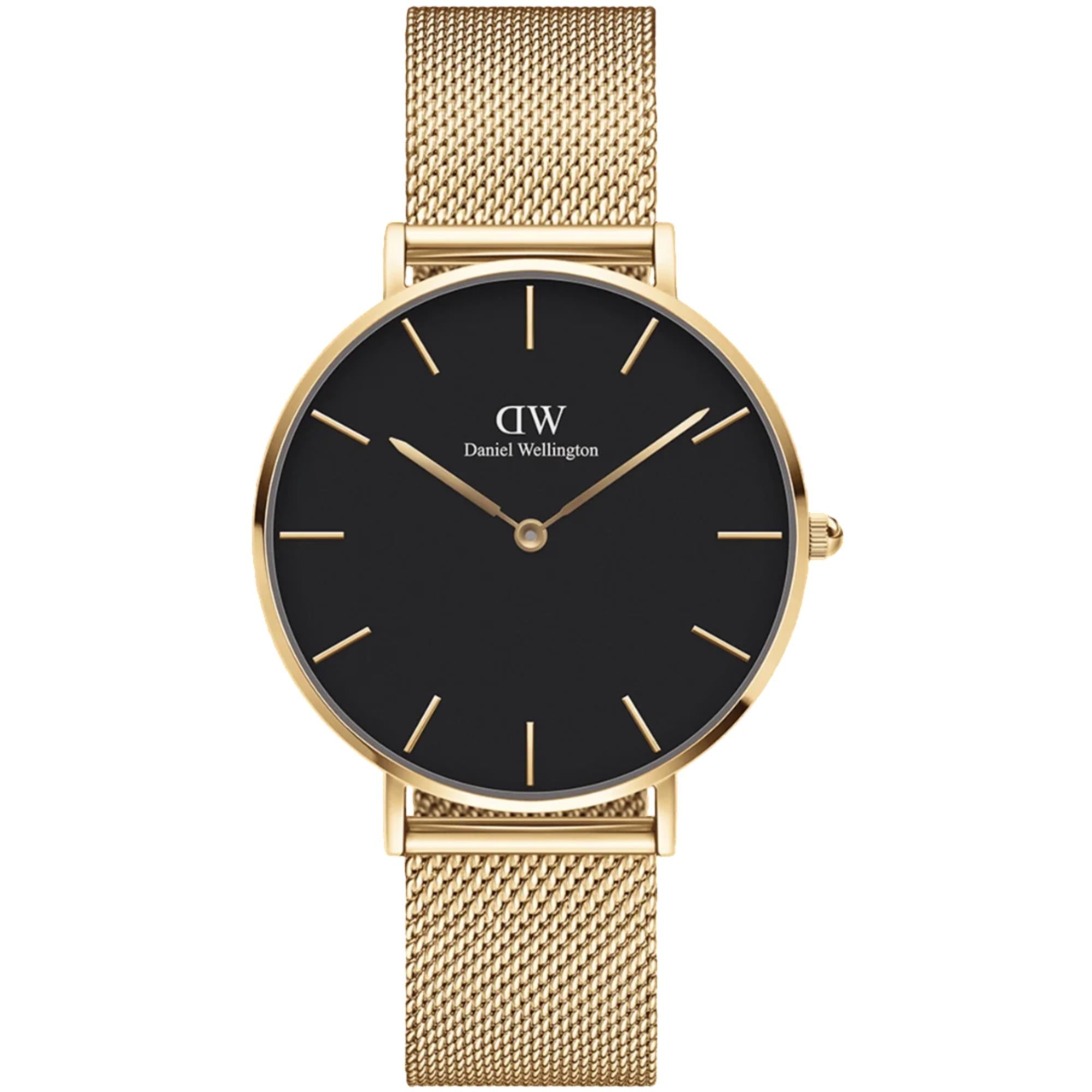 Daniel Wellington Petite 28mm Schwarzes Zifferblatt Stahl Damen Quarz Uhr DW00100349