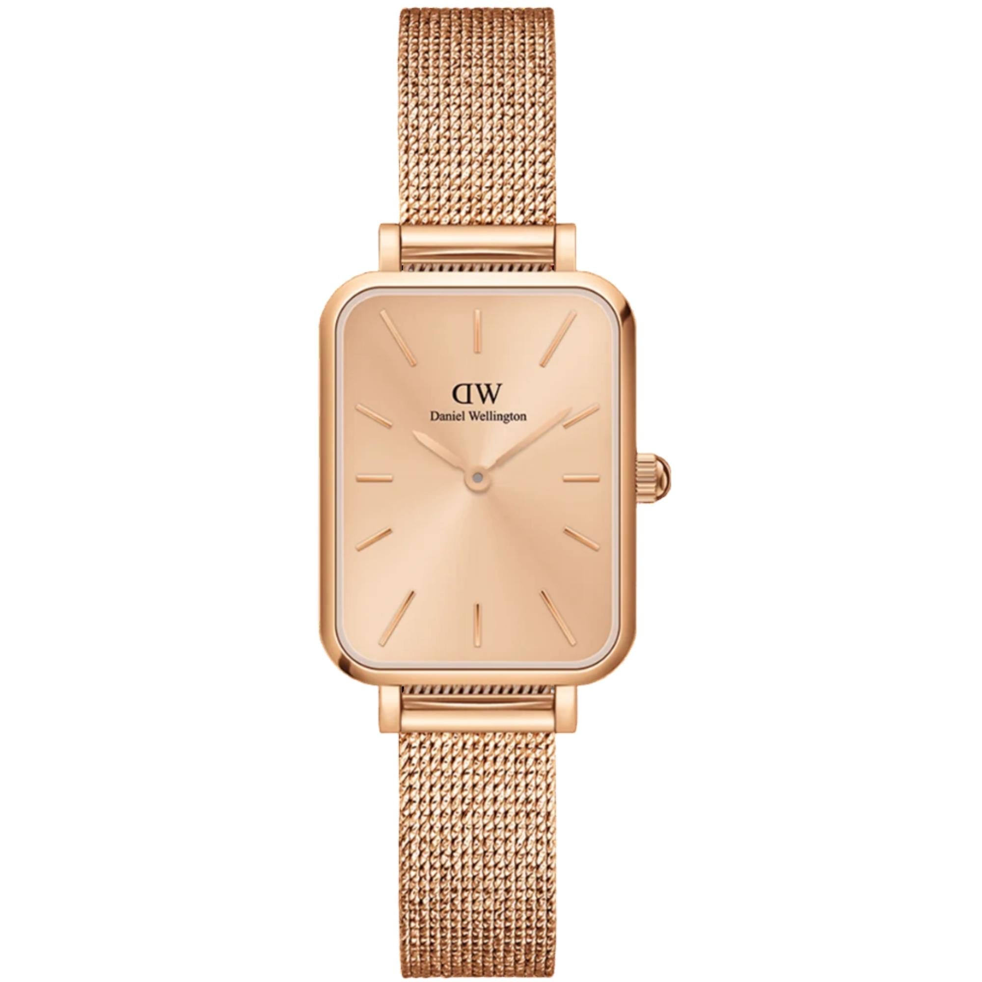 Daniel Wellington Quadro 22mm Rose Gold Dial Steel Ladies Quartz Watch DW00100484