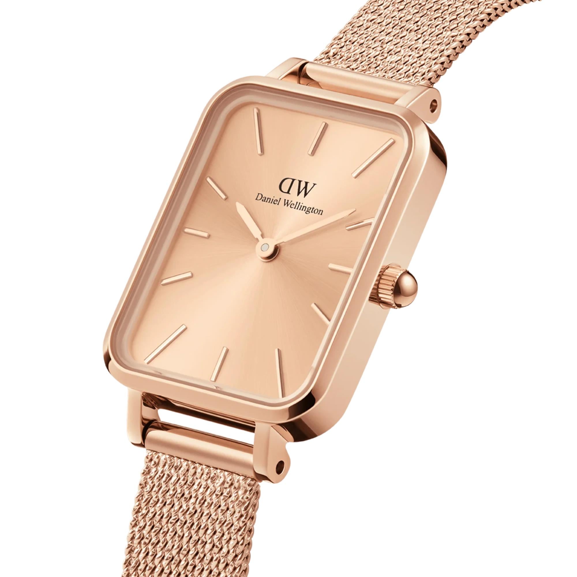 Daniel Wellington Quadro 22mm Rose Gold Dial Steel Ladies Quartz Watch DW00100484