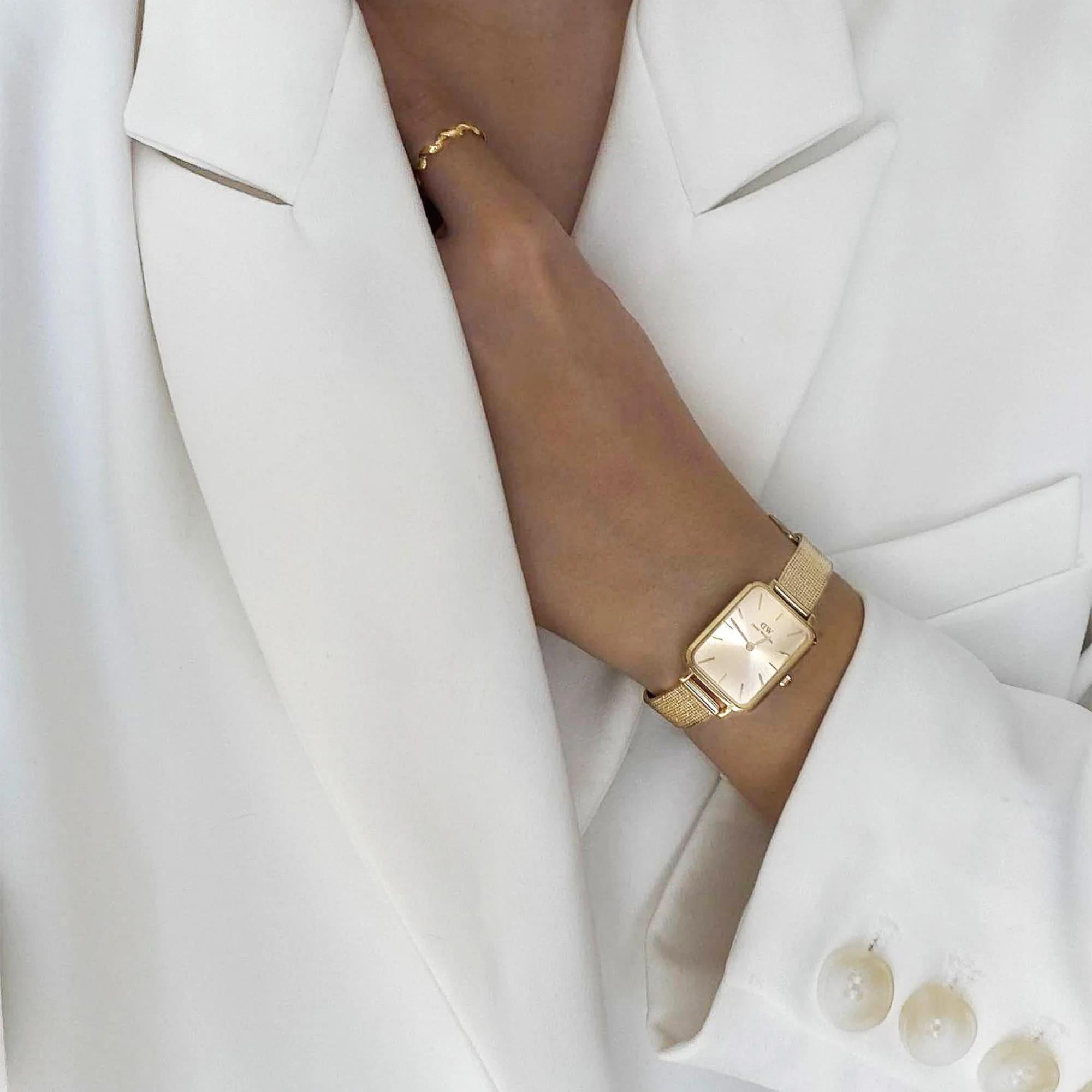 Daniel Wellington Quadro 20mm Gold Zifferblatt Stahl Damen Quarz Uhr DW00100485