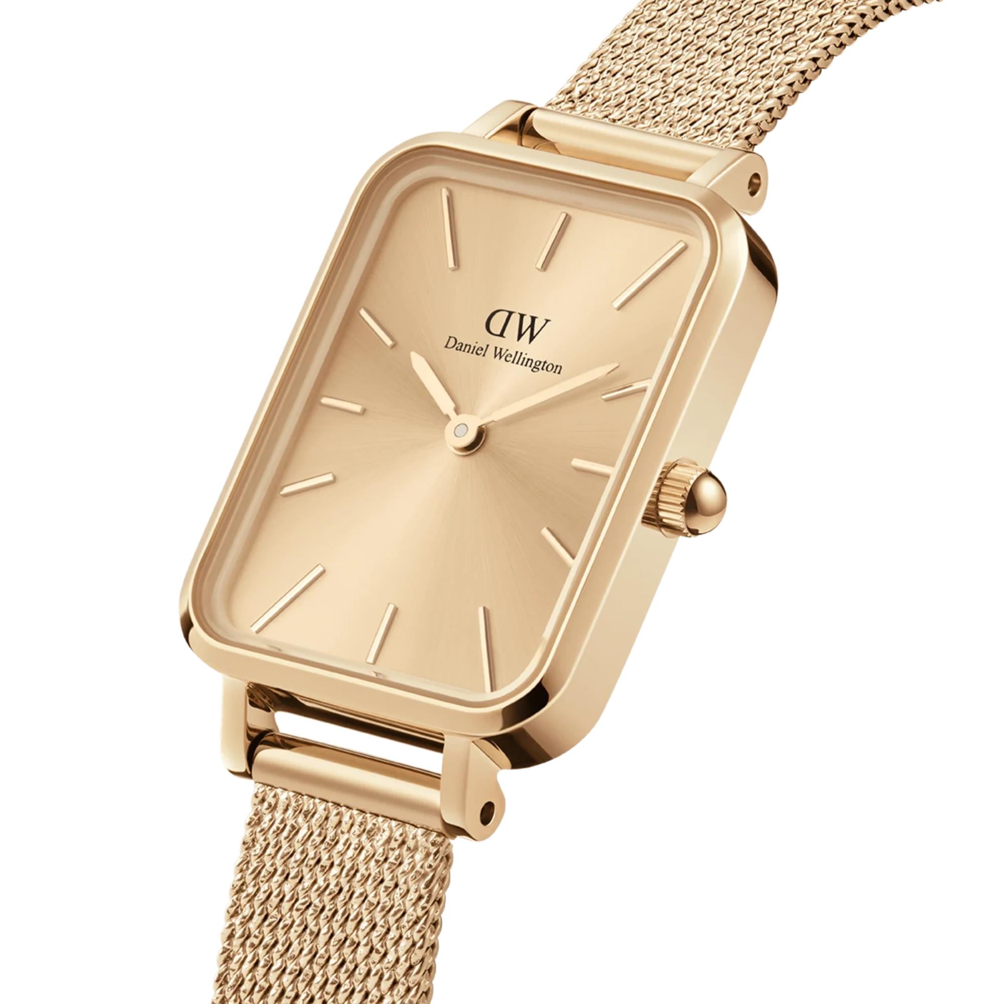 Daniel Wellington Quadro 20mm Gold Zifferblatt Stahl Damen Quarz Uhr DW00100485