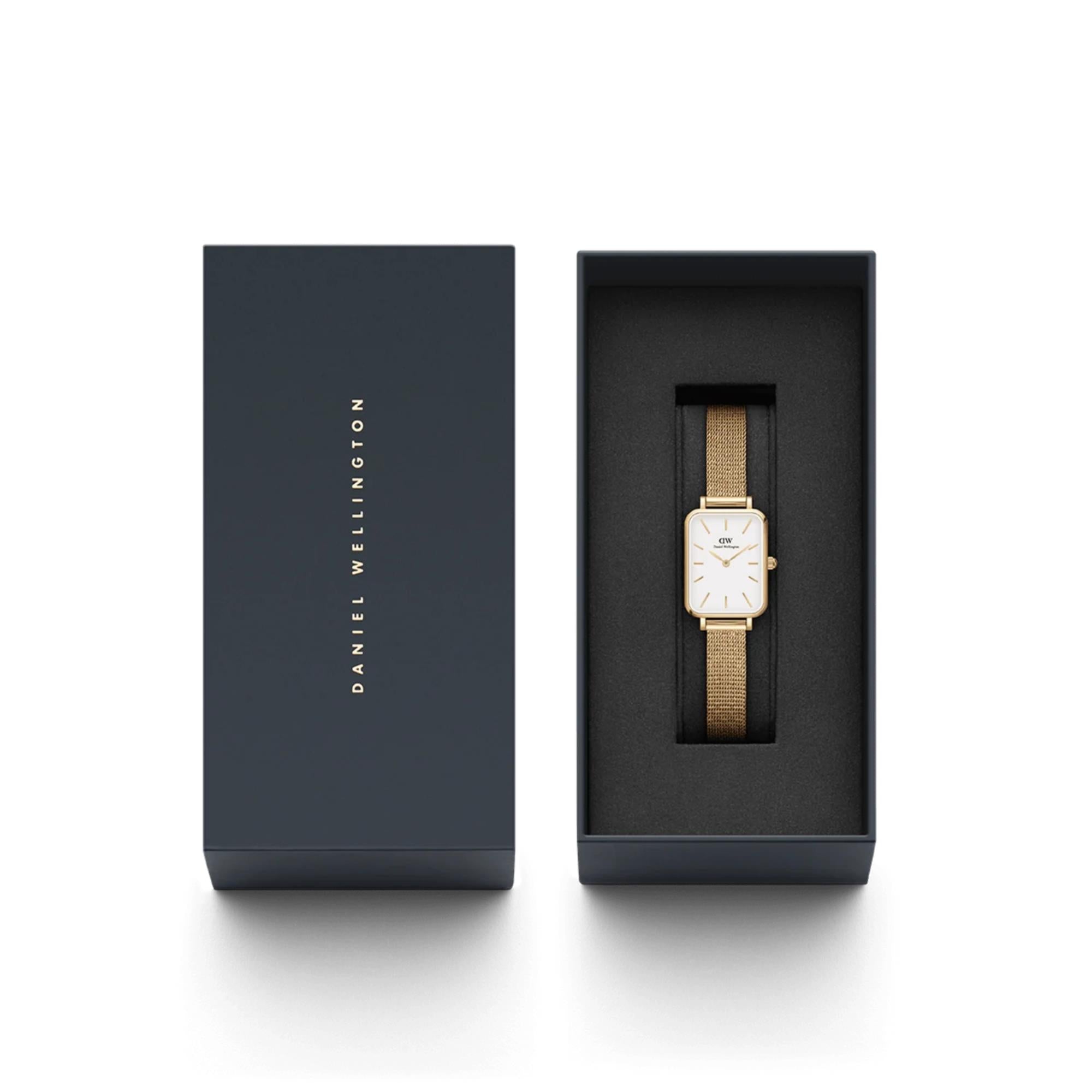 Daniel Wellington Quadro Pressed White Dial Stainless Steel Strap Women's Watch DW00100556 - WatchNation