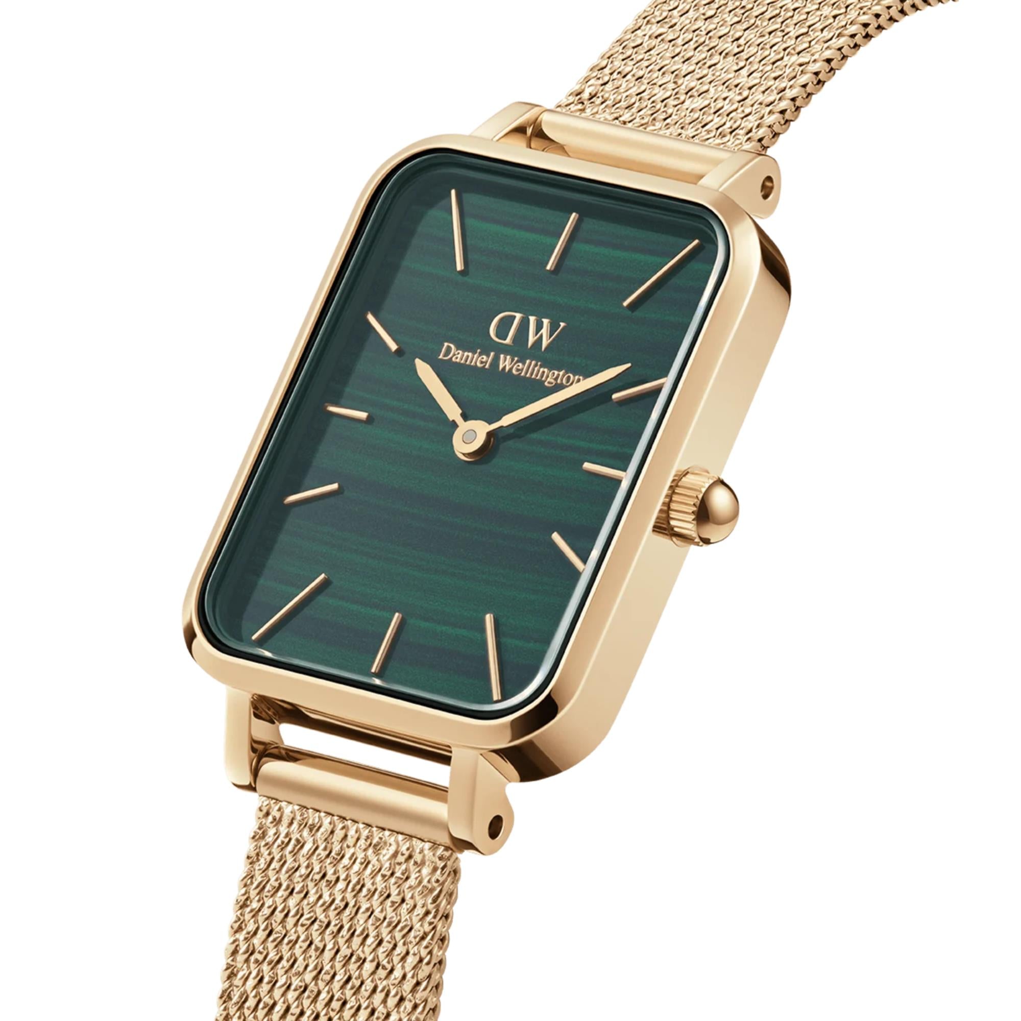 Daniel Wellington Quadro 20mm Green Dial Steel Ladies Quartz Watch DW00100561