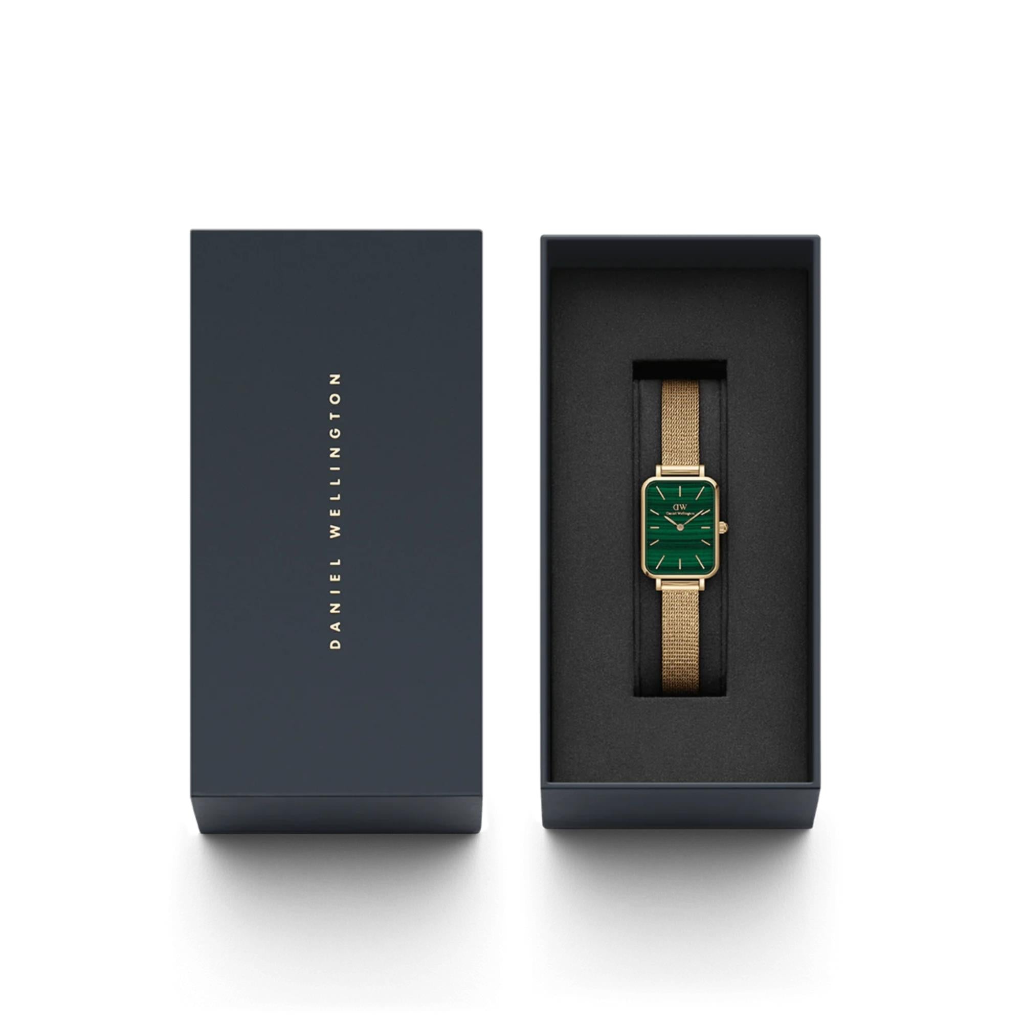 Daniel Wellington Quadro 20mm Green Dial Steel Ladies Quartz Watch DW00100561
