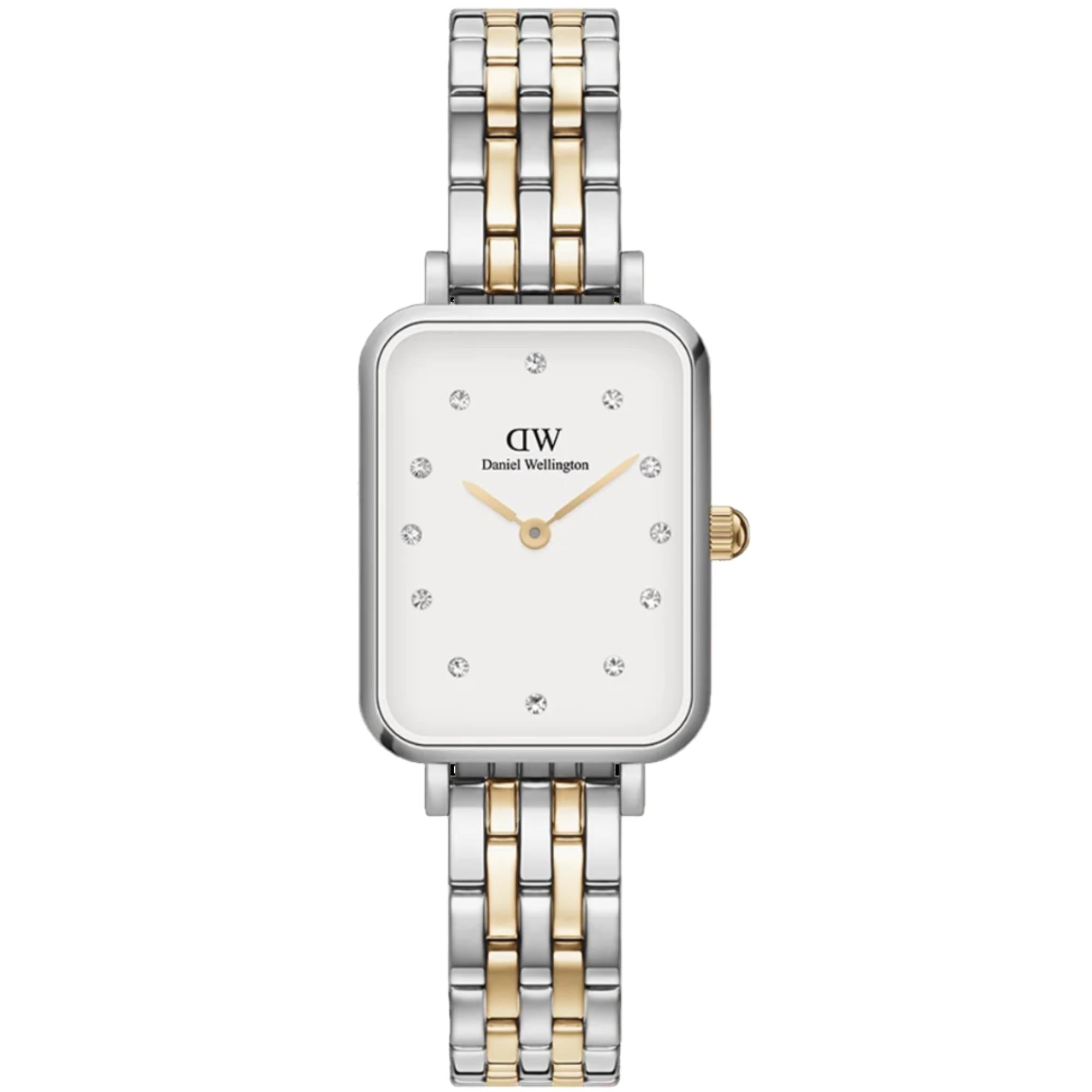 Daniel Wellington Quadro 20mm Weißes Zifferblatt Stahl Damen Quarz Uhr DW00100625