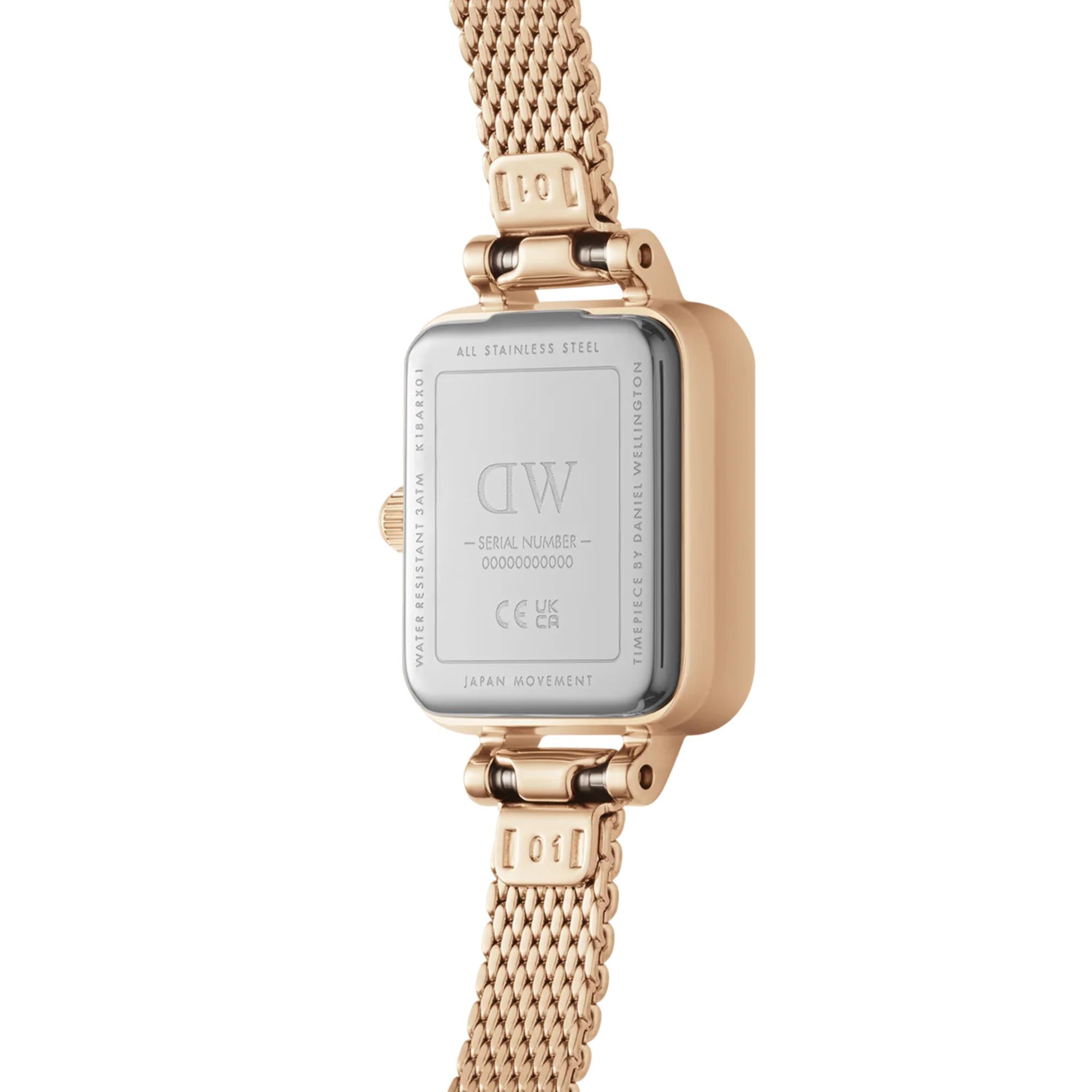 Daniel Wellington Quadro 15mm Champagner Zifferblatt Stahl Damen Quarz Uhr DW00100651