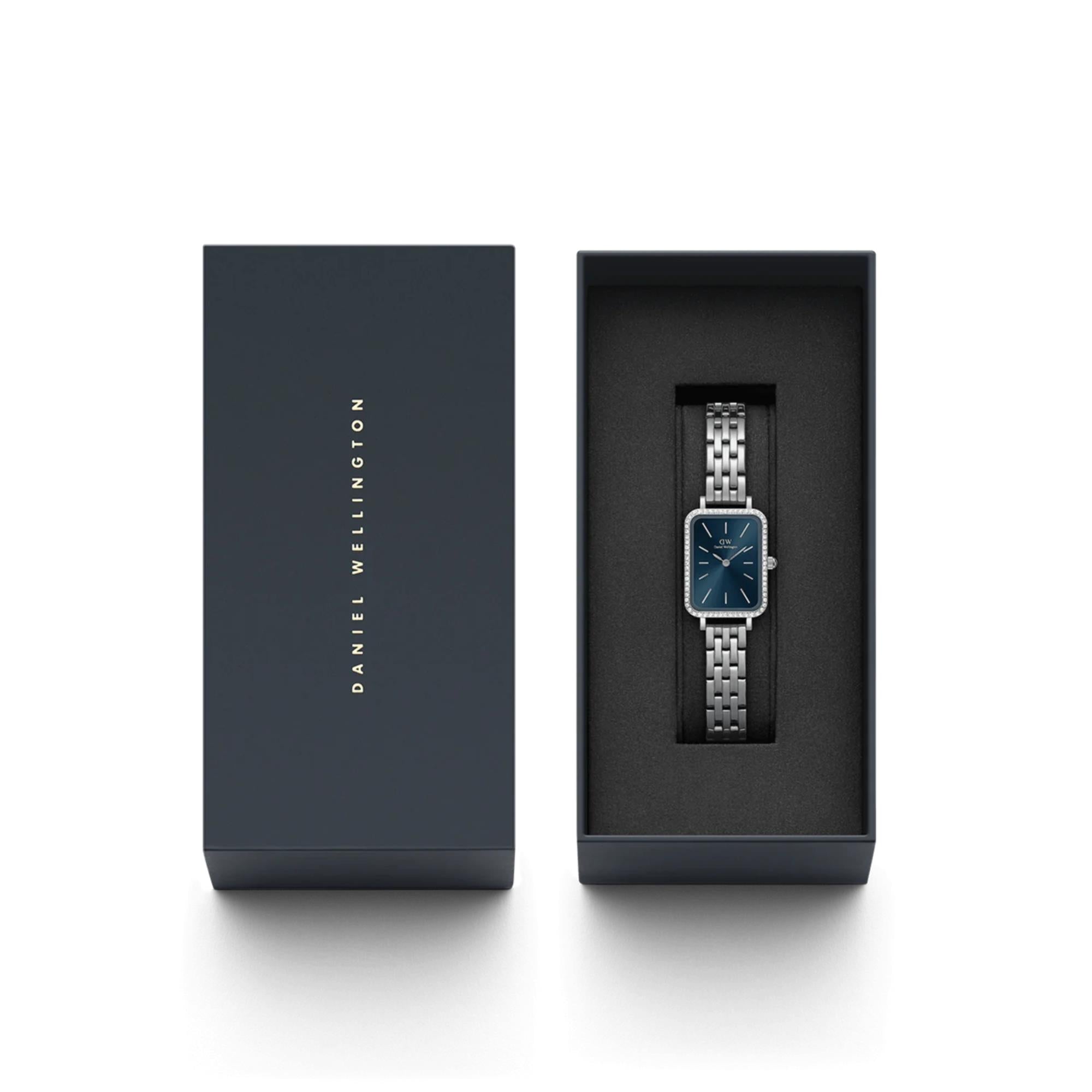 Daniel Wellington Quadro 20mm Blue Dial Steel Ladies Quartz Watch DW00100670