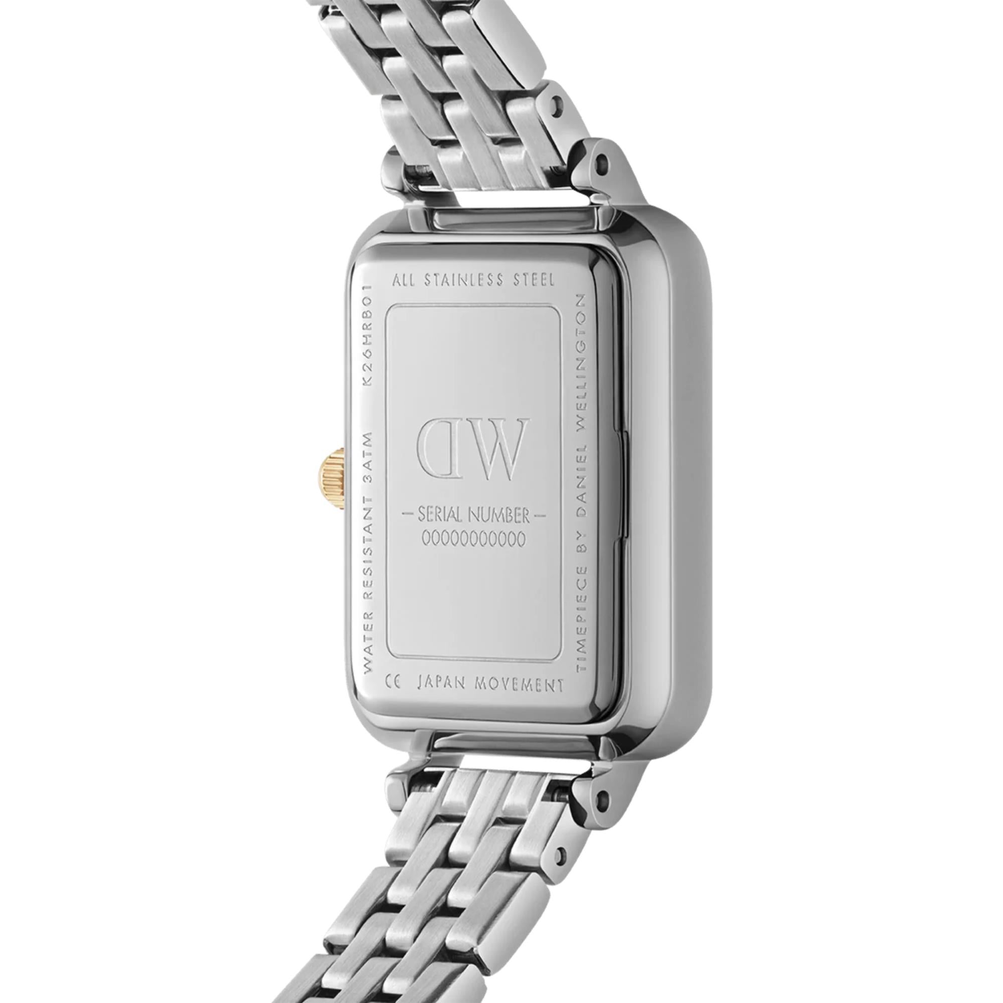 Daniel Wellington Quadro 20mm White Mother of Pearl Dial Steel Ladies Quartz Watch DW00100671