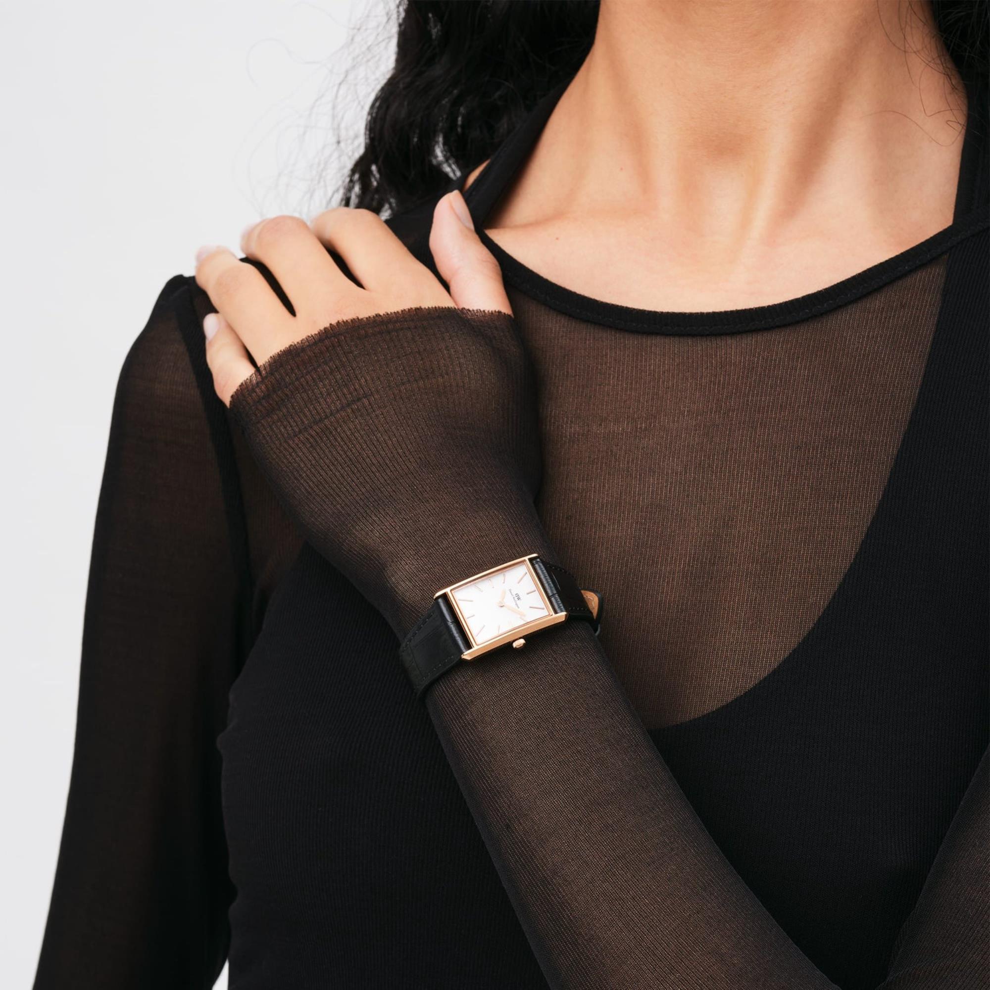 Daniel Wellington Bound 22mm Weißes Zifferblatt Leder Quarz Uhr DW00100693