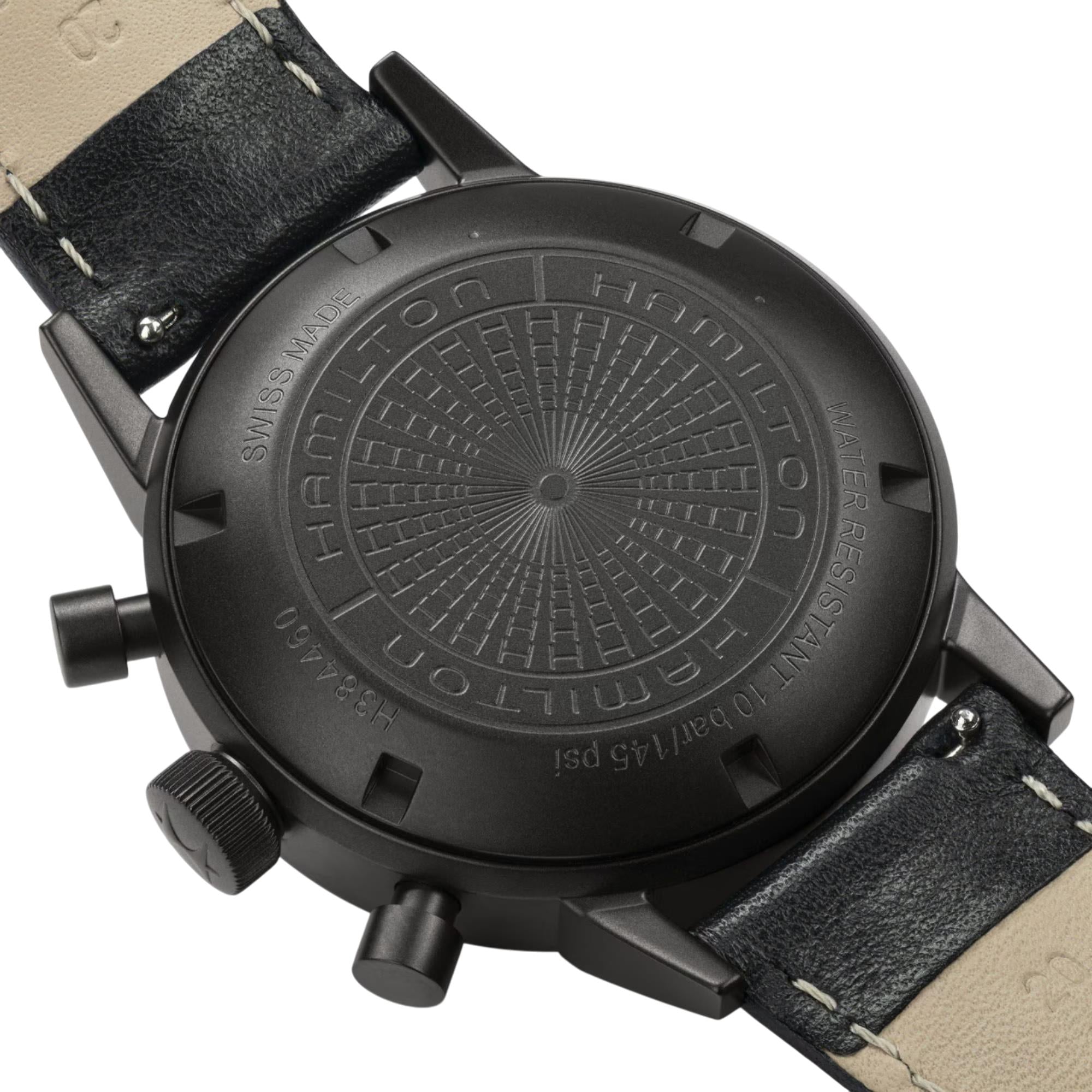 Hamilton American Classic 40mm Chronograph Black Dial Leather Mens Automatic Watch H38446730