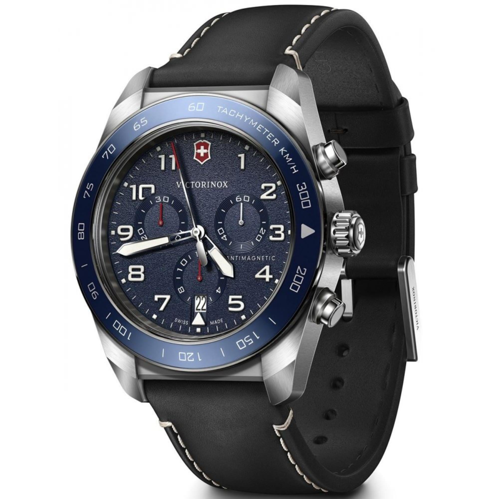Victorinox Swiss Army 242047 blue dial and three sub-dial chronograph layout