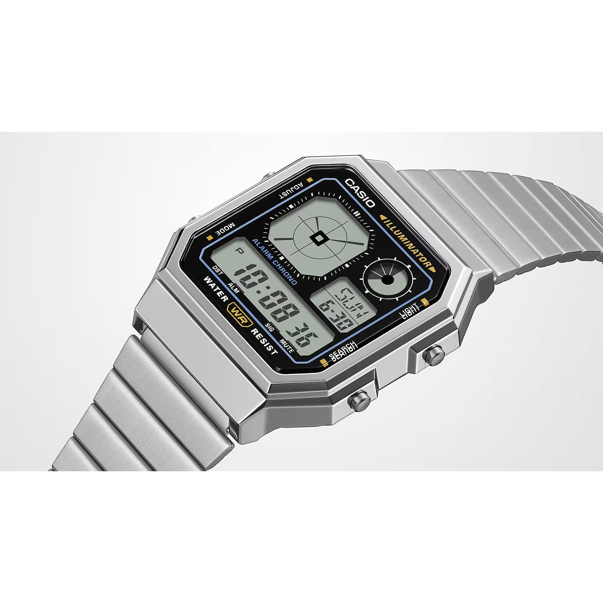 Casio Vintage Digital Stainless Steel Unisex Watch A130WE-1AEF