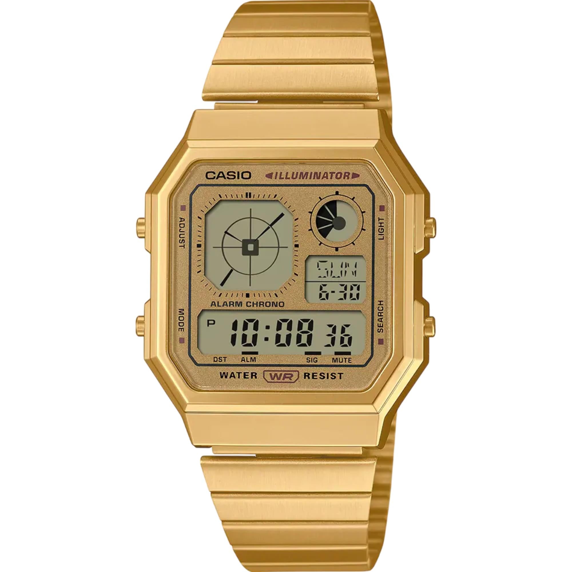 Casio Vintage 34mm Digital Gold-Tone Steel Quartz Watch A130WEG-9AEF