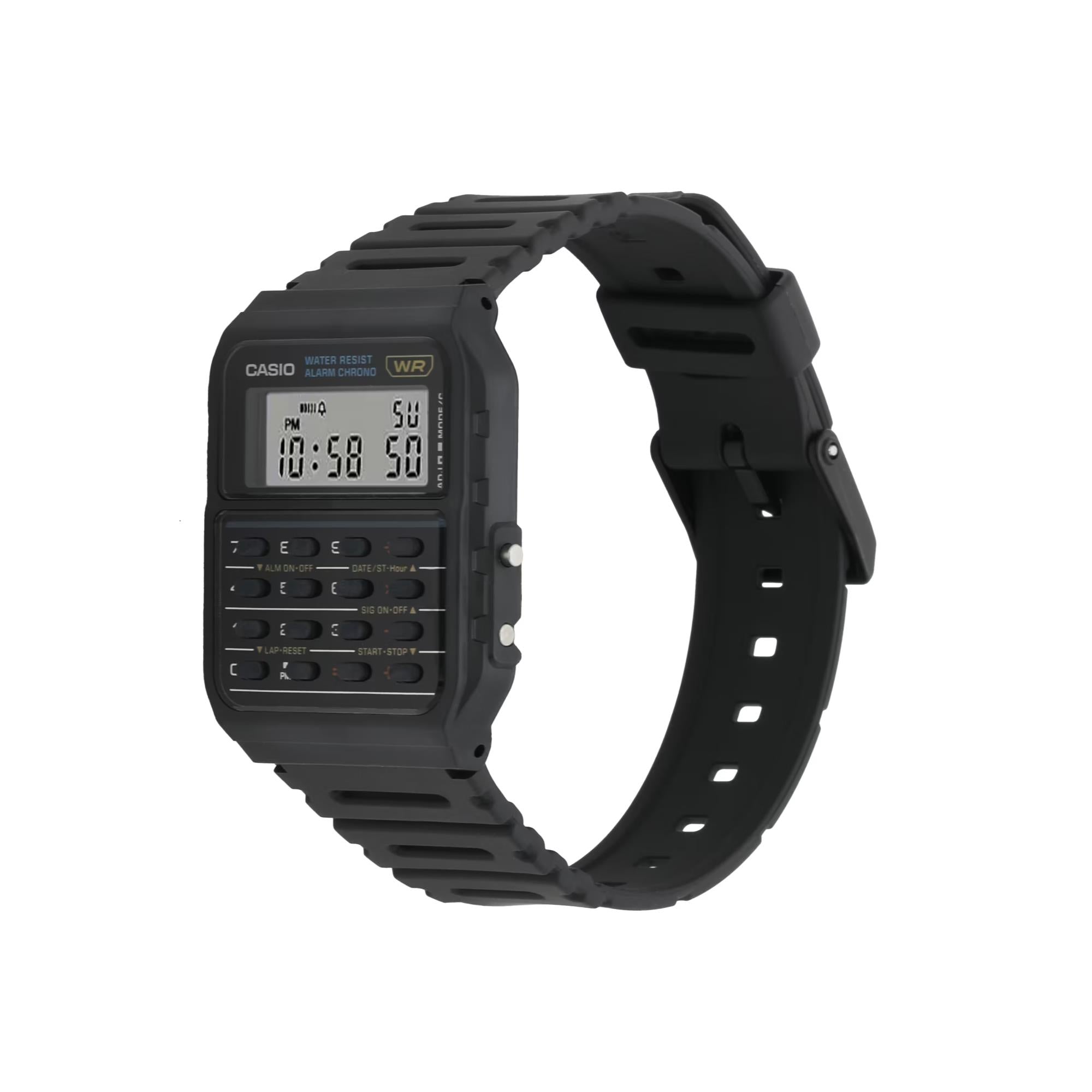 Casio Collection Taschenrechner Quarz Digital Schwarzes Harzarmband Uhr CA-53W-1ER