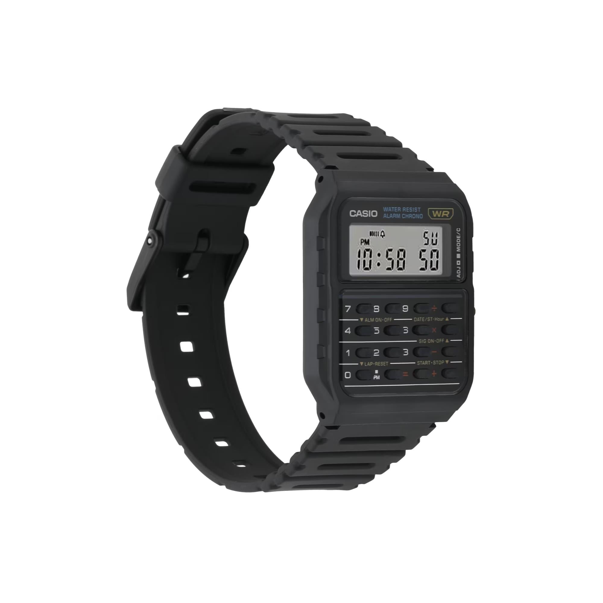 Casio Collection Taschenrechner Quarz Digital Schwarzes Harzarmband Uhr CA-53W-1ER
