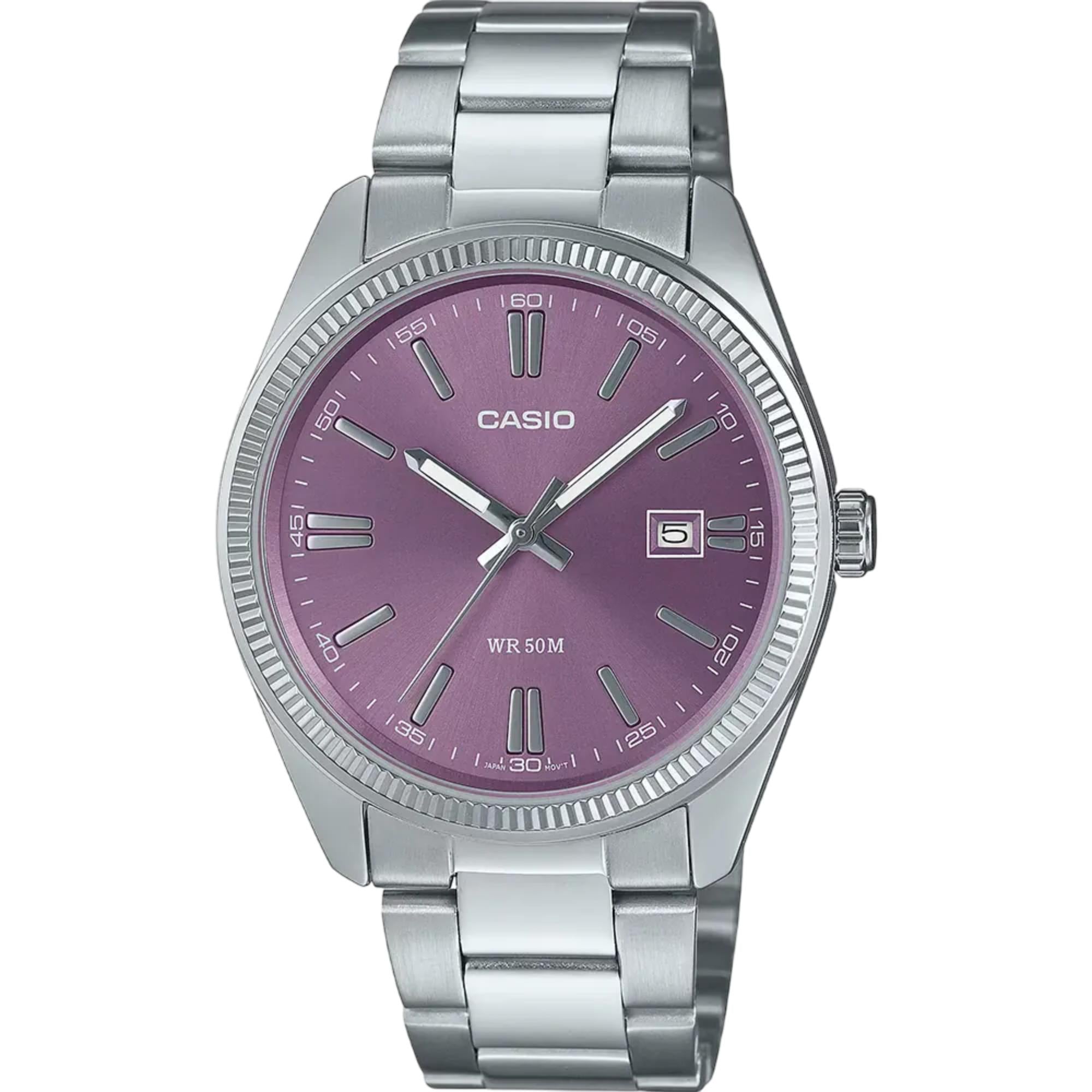 Casio MTP Series Analog Purple Dial Stainless Steel Strap Mens Watch MTP-1302PD-6AVEF