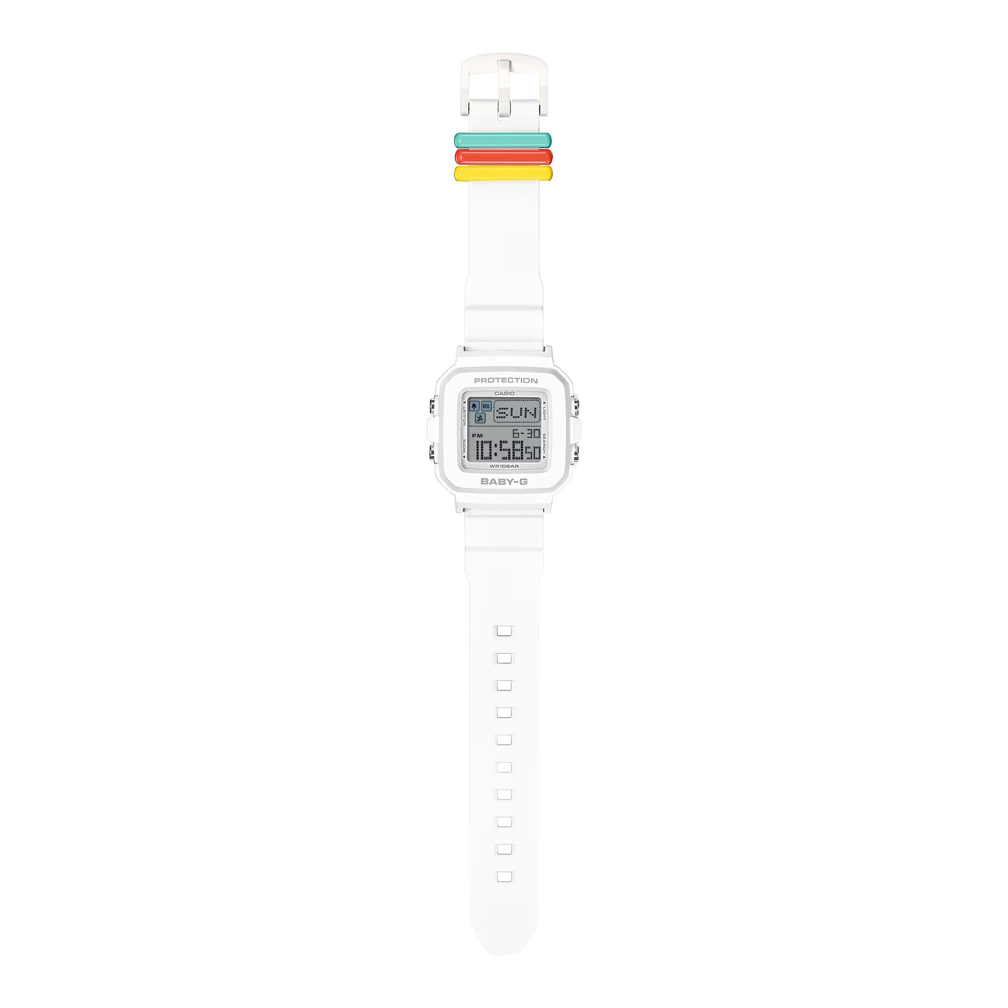 Casio BABY-G Digital Weißes Harzarmband Damen Uhr BGD-10L-7ER