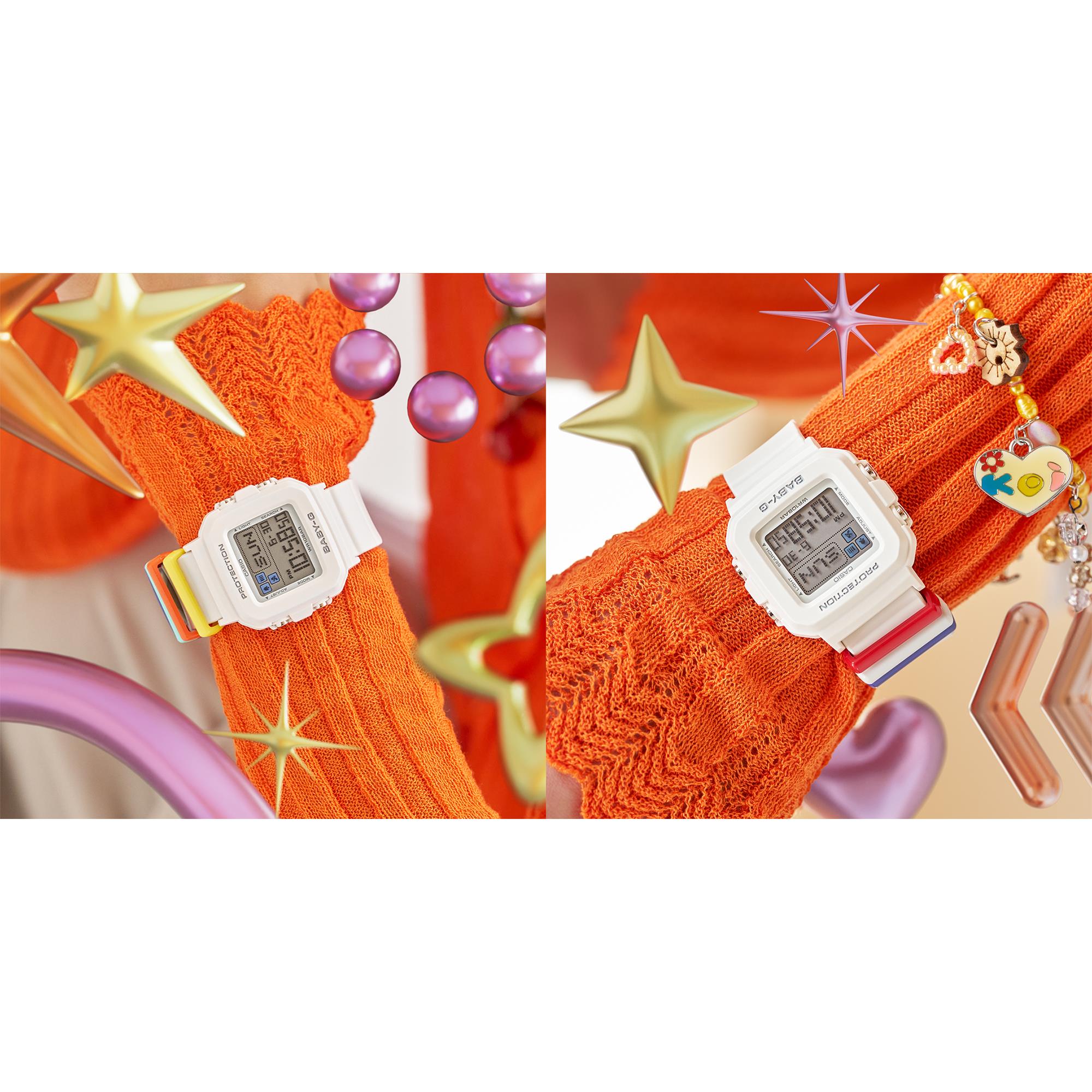Casio BABY-G Digital Weißes Harzarmband Damen Uhr BGD-10L-7ER
