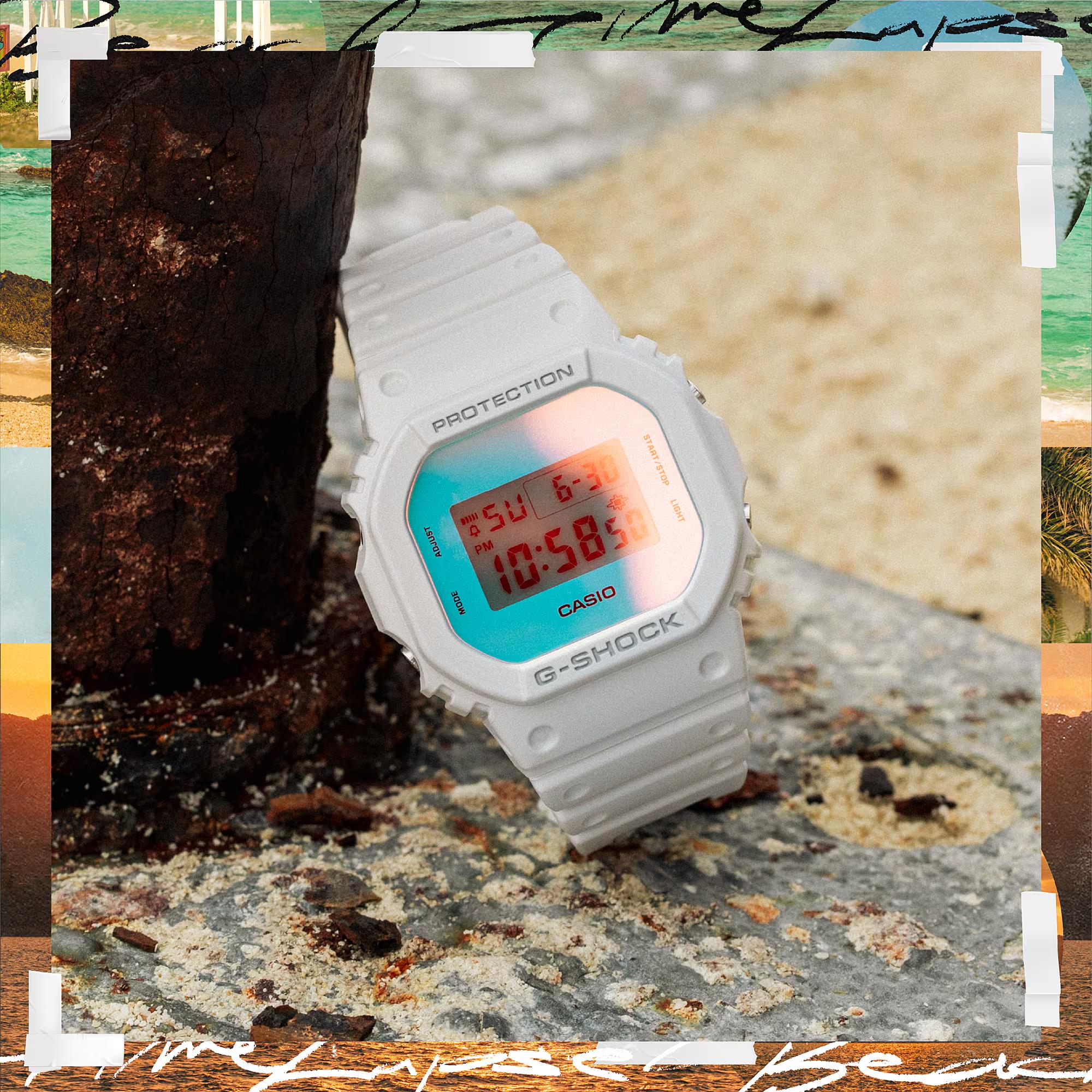 Casio G-Shock Digital Weißes Harzarmband Herren Uhr DW-5600TL-7ER