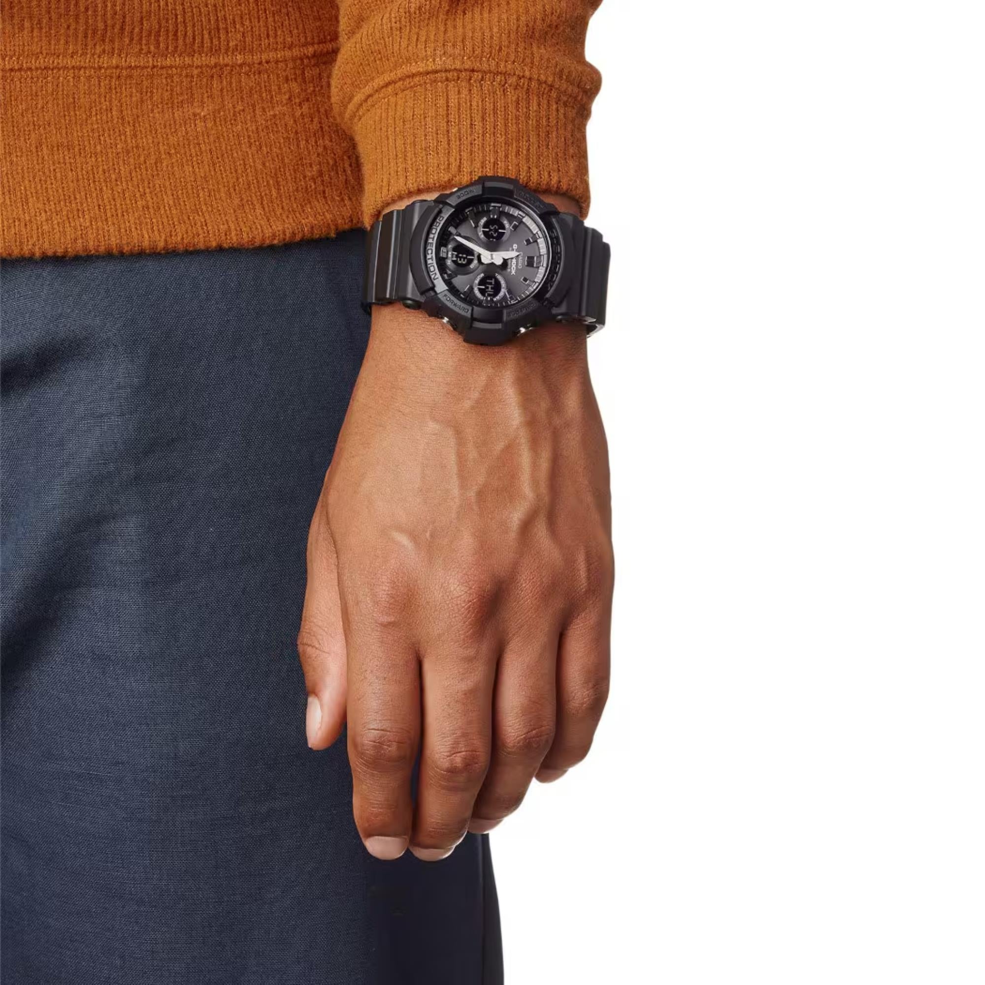Casio G-Shock Solar Analogue-Digital Black Resin Strap Men's Watch GAW-100B-1AER