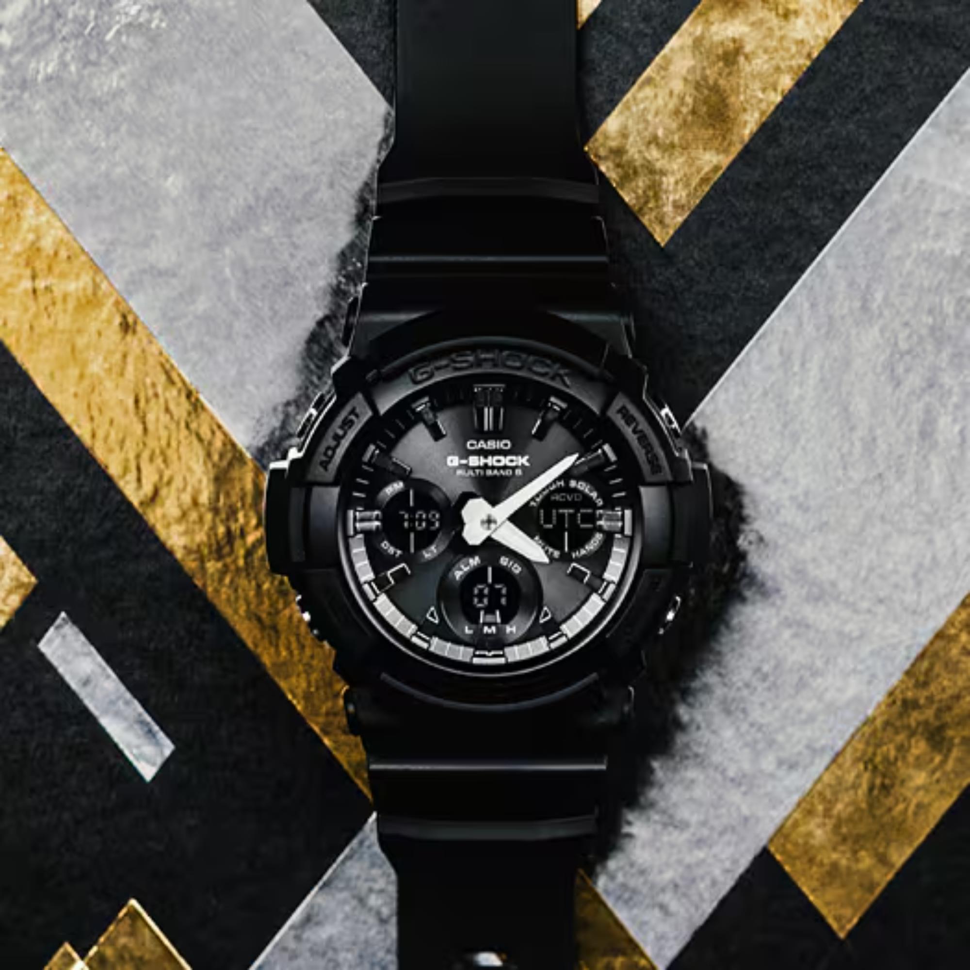 Casio G-Shock Solar Analogue-Digital Black Resin Strap Men's Watch GAW-100B-1AER