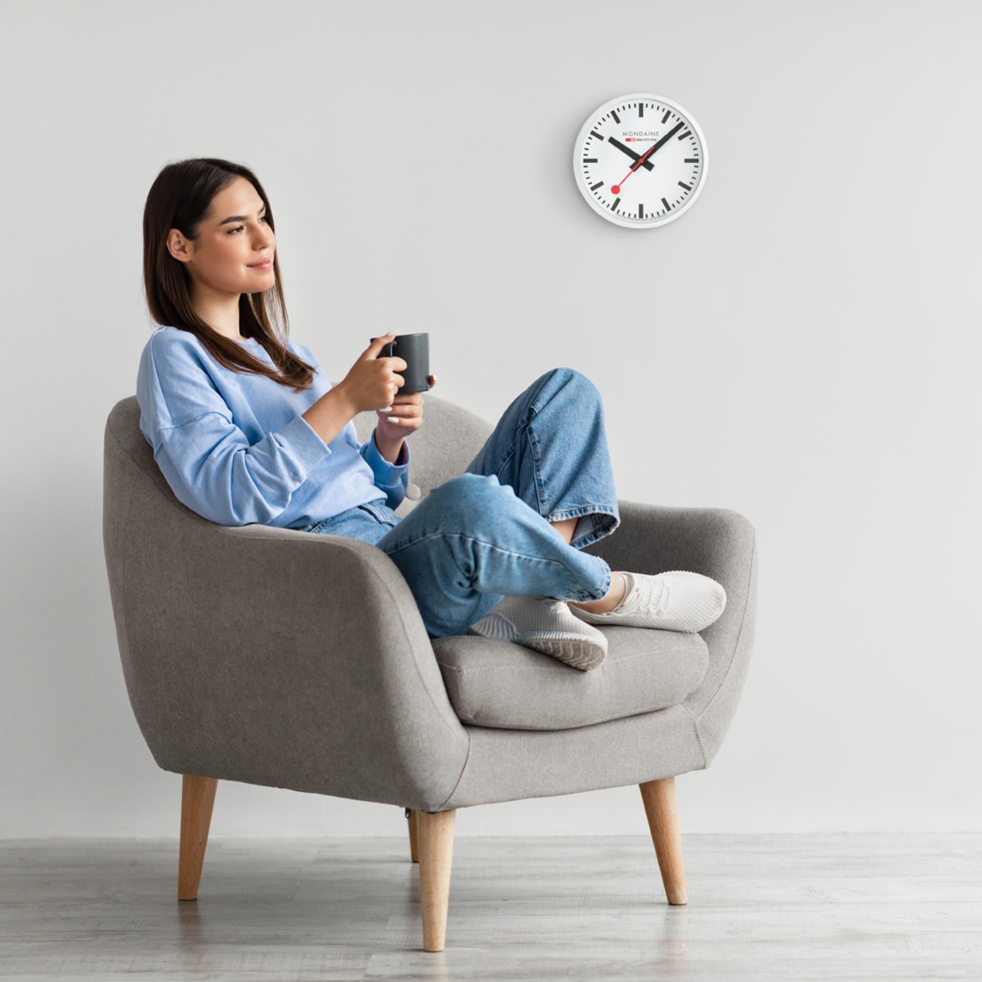 Mondaine Classic 25cm White Frame Wall Clock A990.CLOCK.10SBB