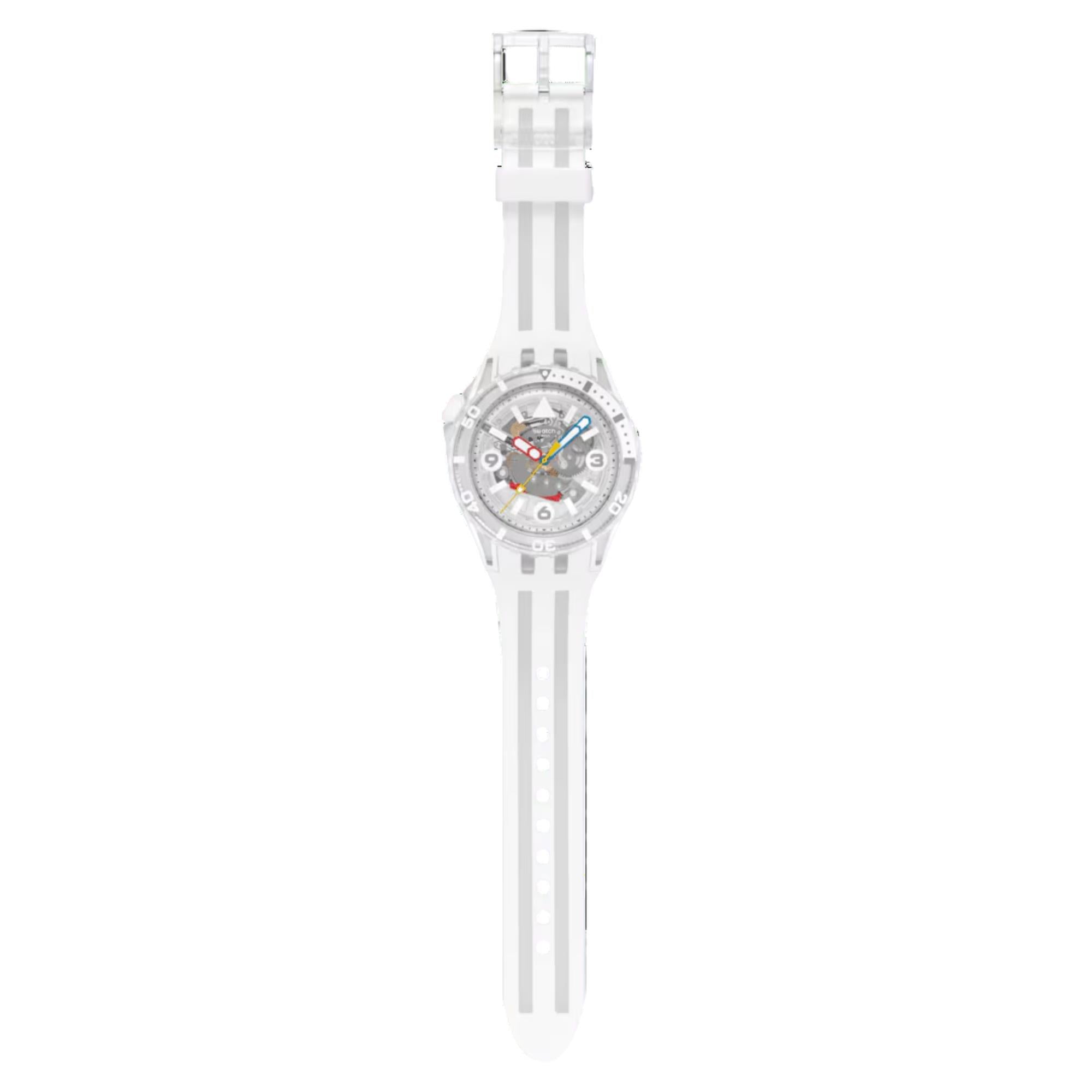 Swatch SCUBAQUA Aurelia Aurita Weißes Biokeramisches Zifferblatt Silikonarmband Uhr SSCU09K100