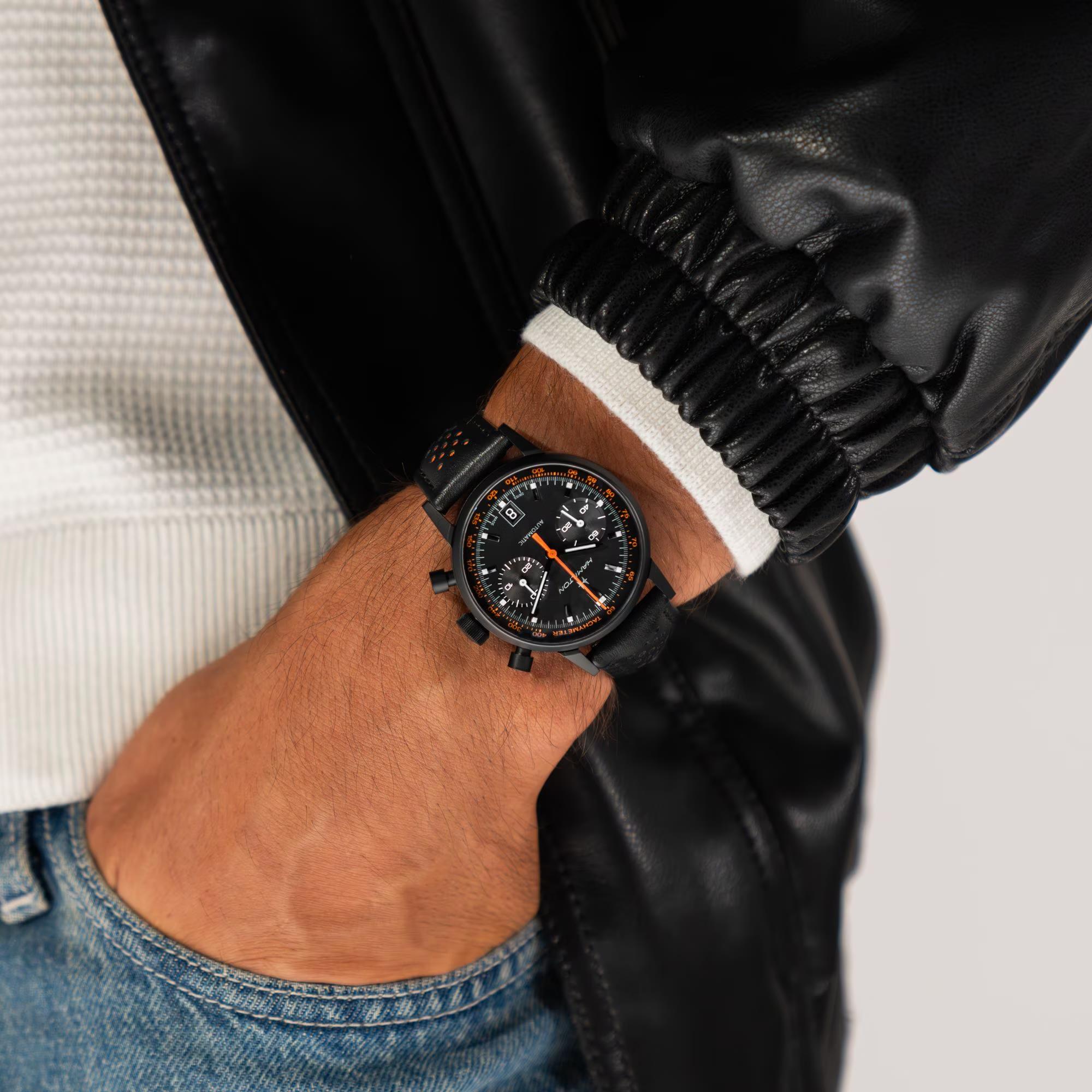 Hamilton American Classic 40mm Chronograph Black Dial Leather Mens Automatic Watch H38446732