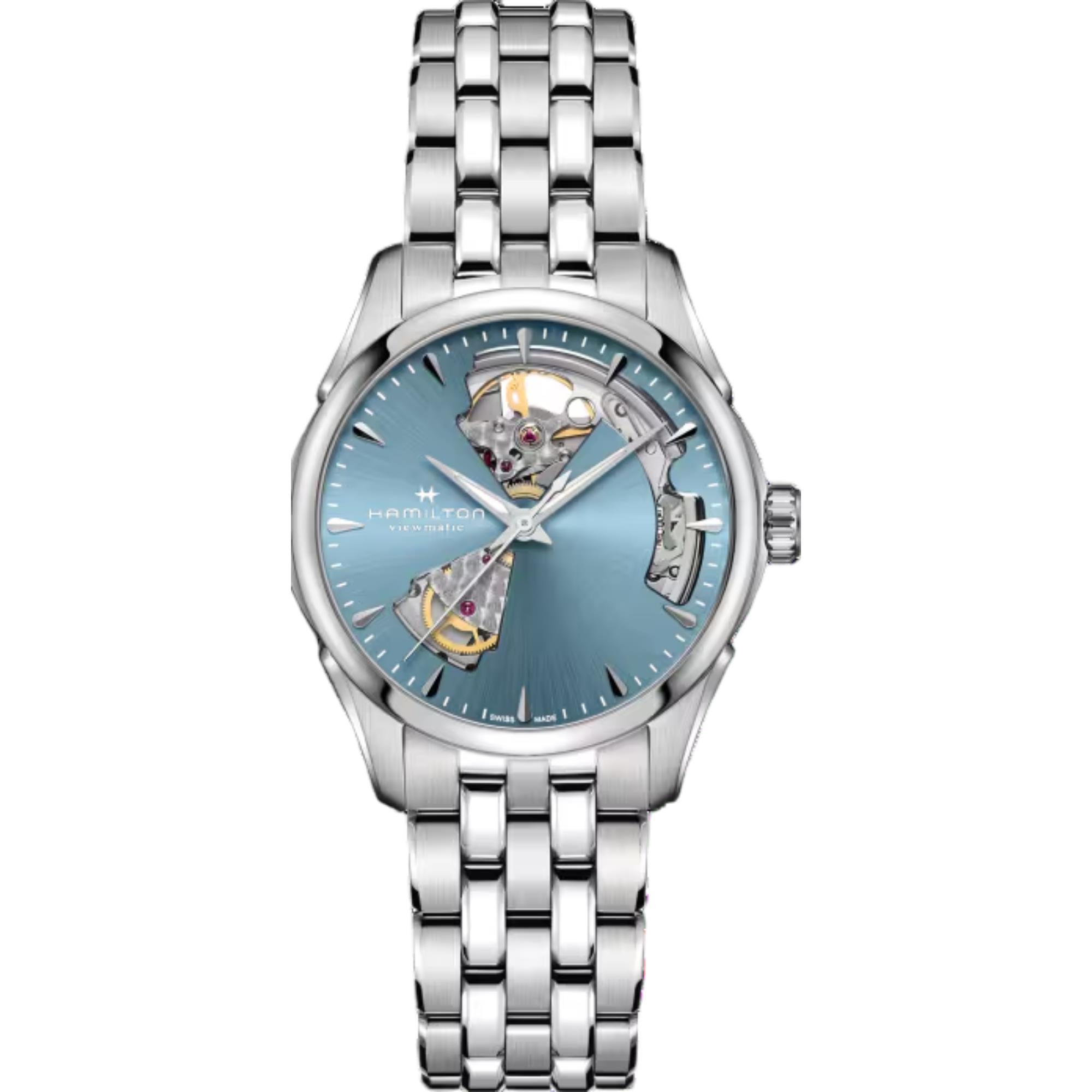 Hamilton Jazzmaster 36mm Offenes Herz Blaues Zifferblatt Stahl Damen Automatik Uhr H32215140