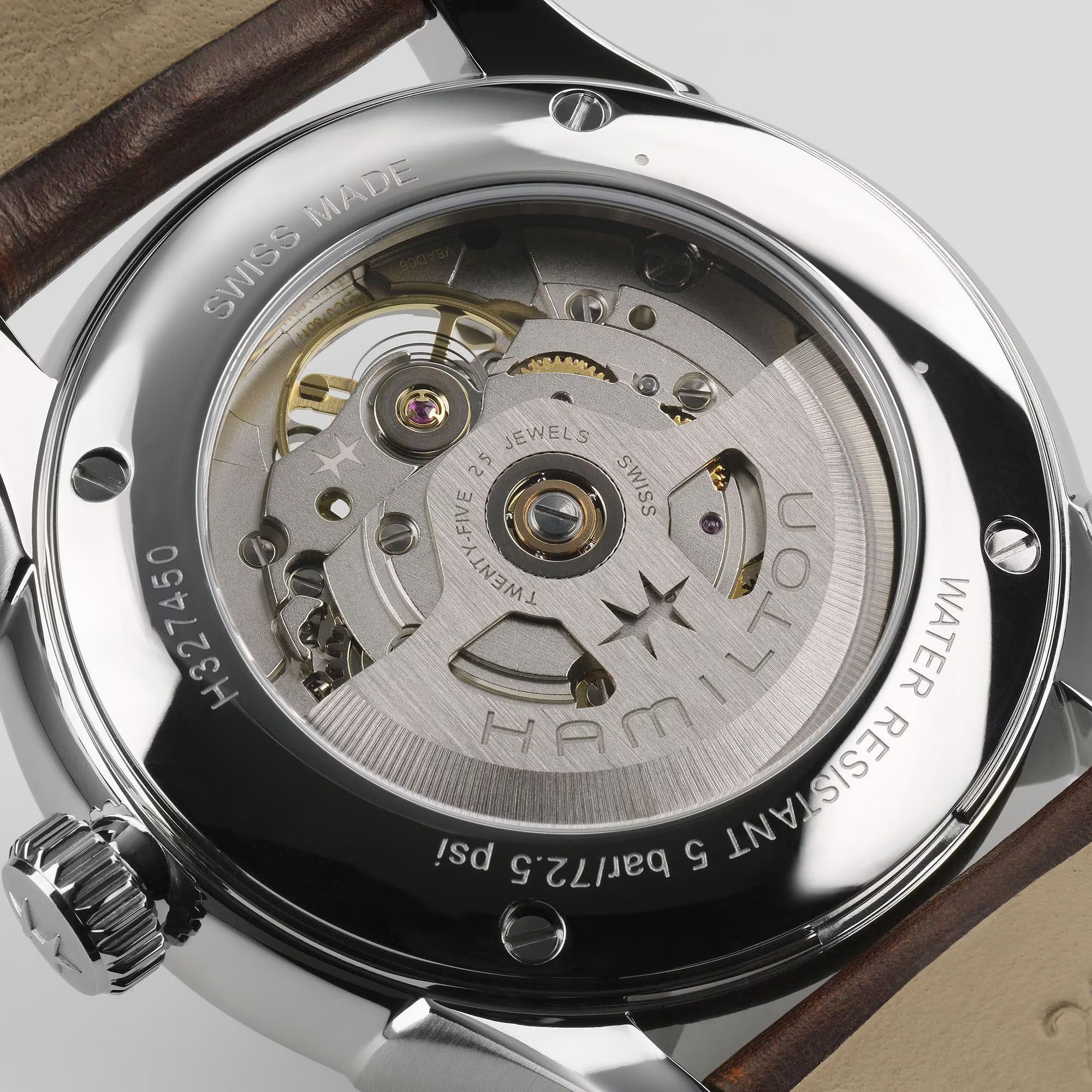 Hamilton Jazzmaster H32675570 see-through caseback with automatic movement detail