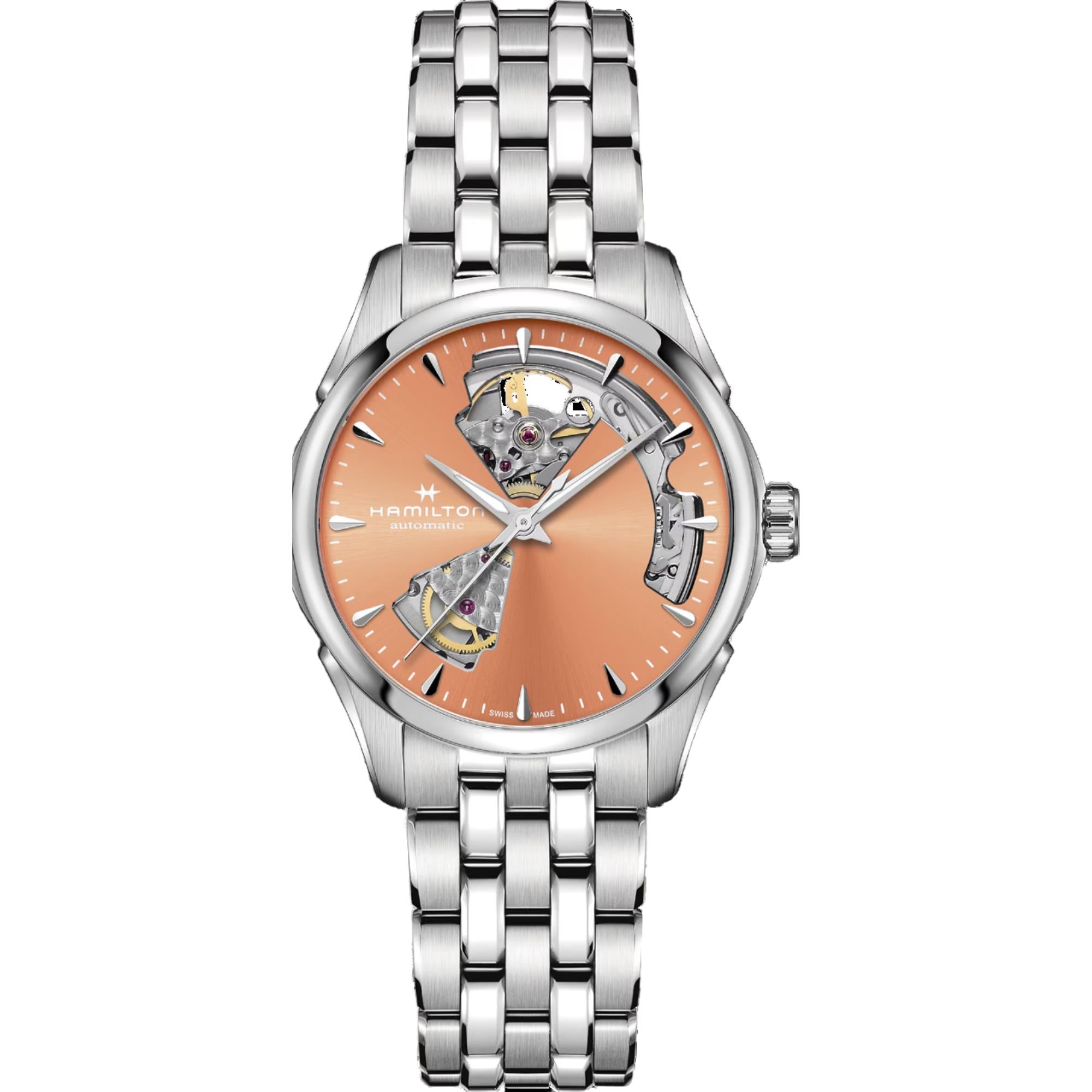 Hamilton Jazzmaster 36mm Offenes Herz Aprikosen Zifferblatt Stahl Damen Automatik Uhr H32215100