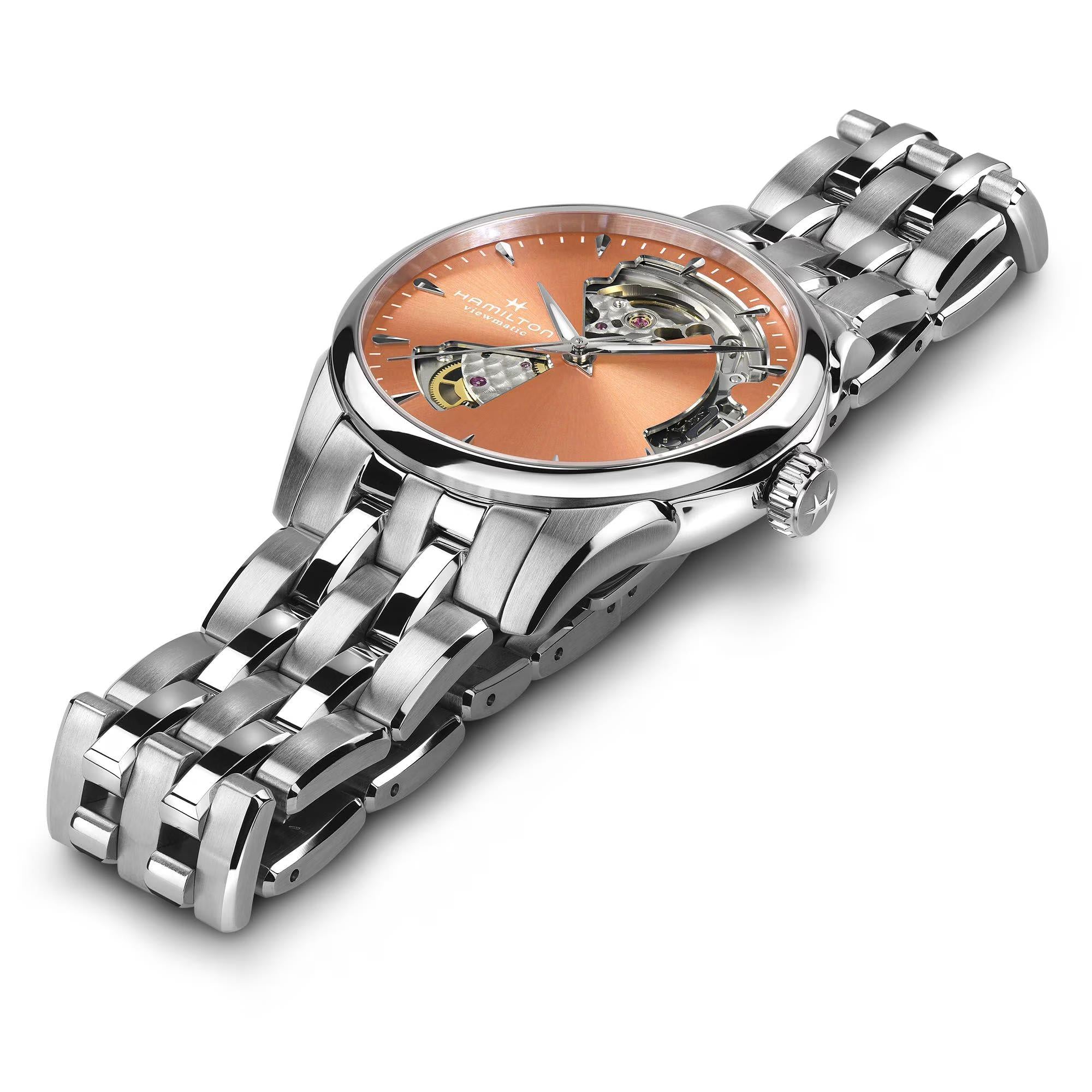 Hamilton Jazzmaster 36mm Offenes Herz Aprikosen Zifferblatt Stahl Damen Automatik Uhr H32215100