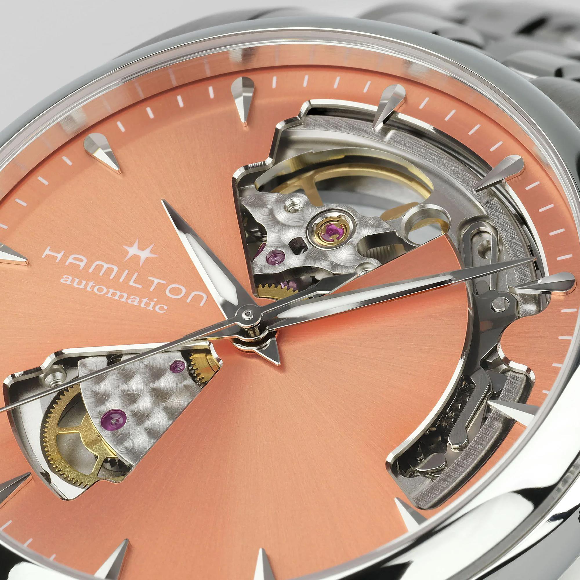 Hamilton Jazzmaster 36mm Offenes Herz Aprikosen Zifferblatt Stahl Damen Automatik Uhr H32215100