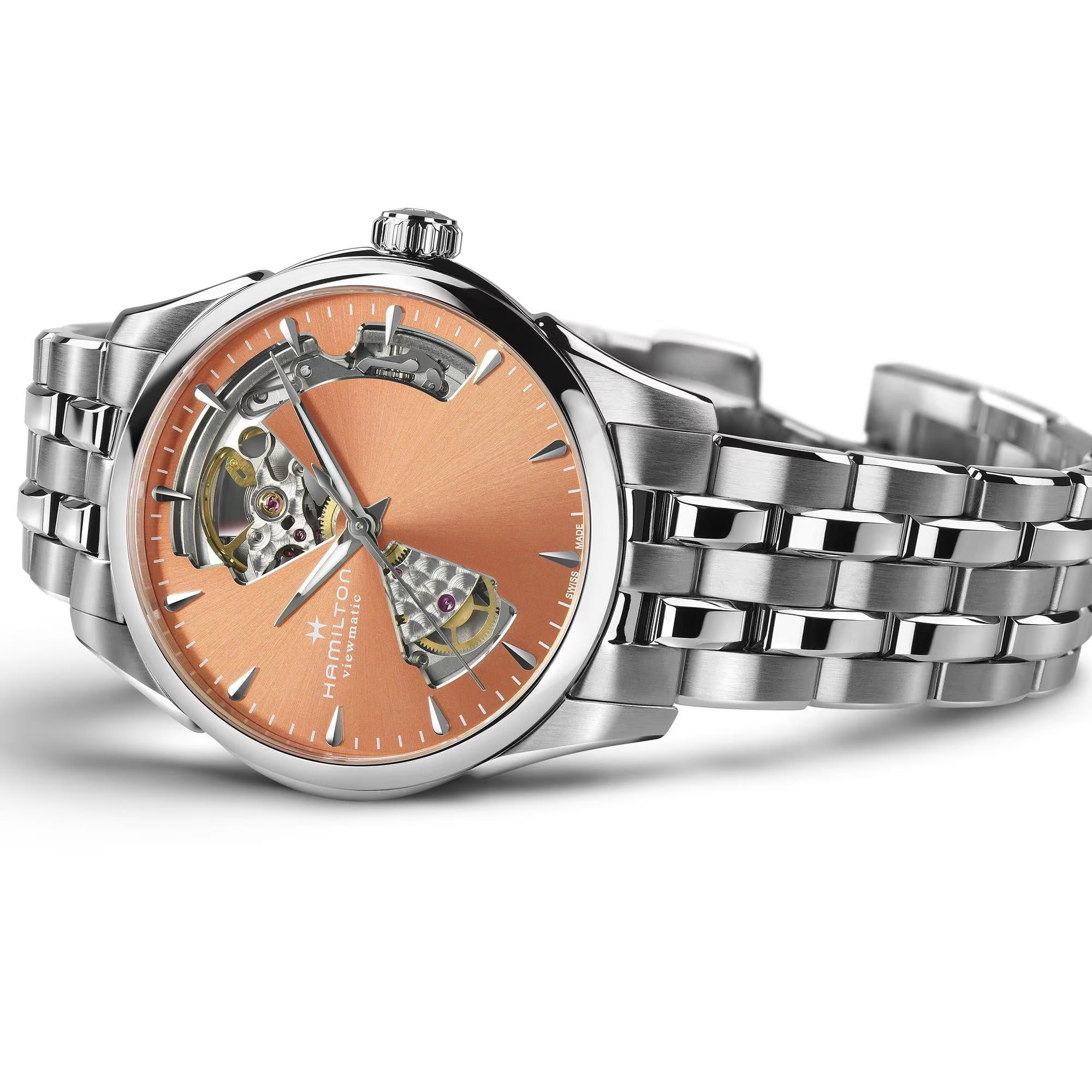 Hamilton Jazzmaster 36mm Offenes Herz Aprikosen Zifferblatt Stahl Damen Automatik Uhr H32215100