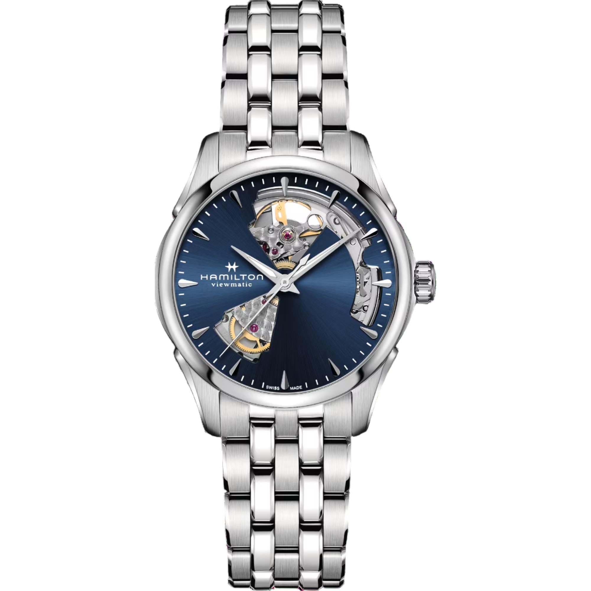 Hamilton Jazzmaster 36mm Offenes Herz Blau Zifferblatt Stahl Automatik Uhr H32215141