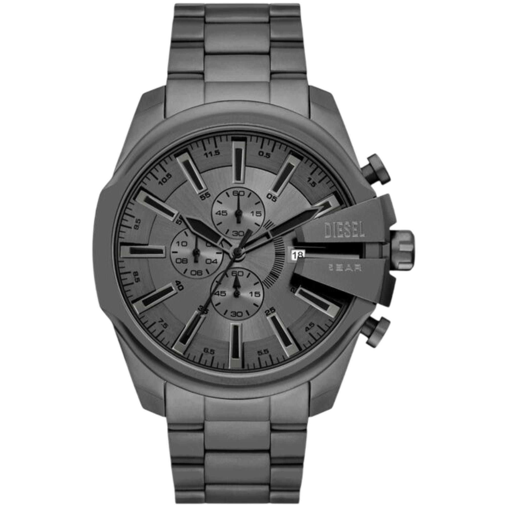 Diesel Mega Chief Slim Gray Dial Steel Strap Men's Watch DZ4676