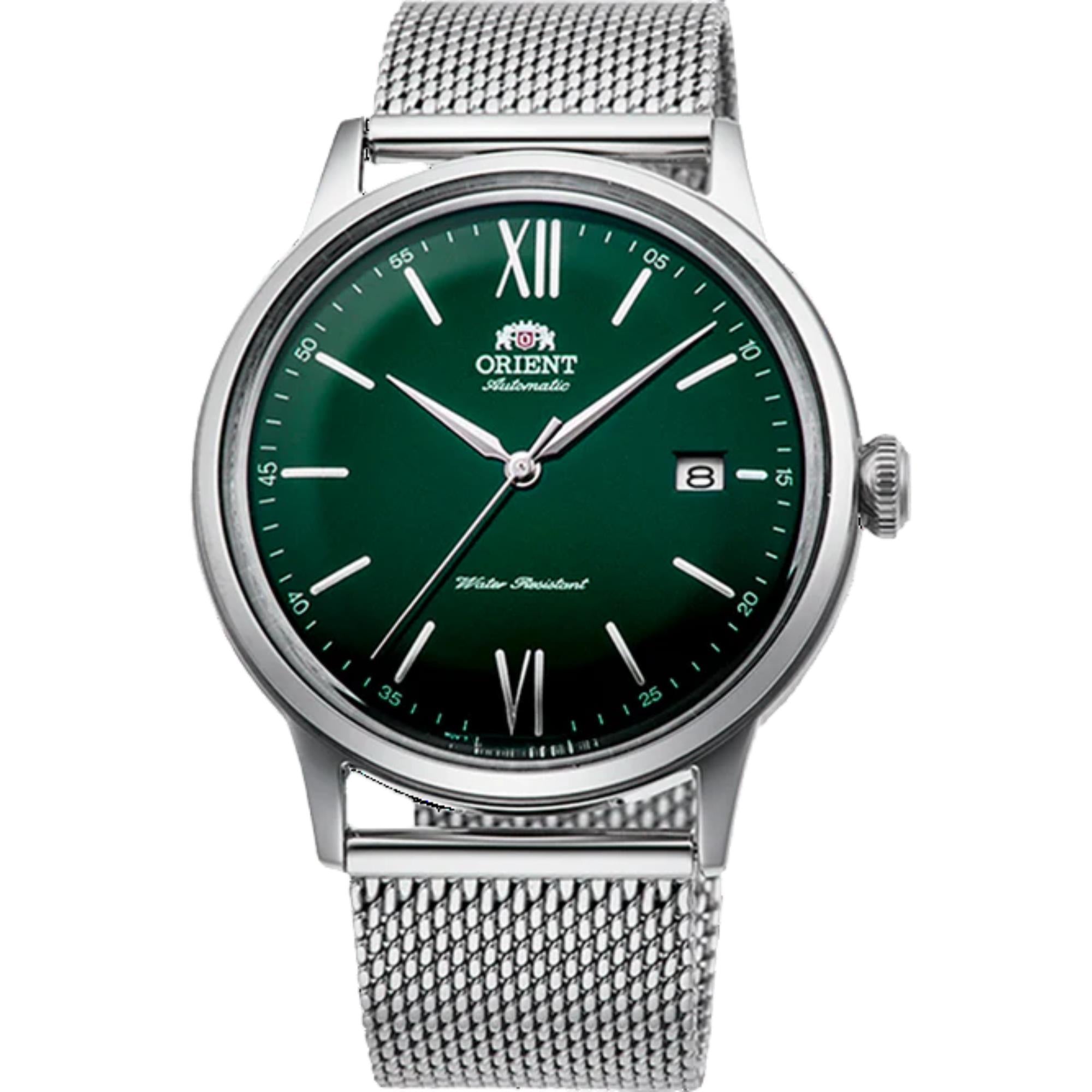 Orient Bambino 40,5mm grünes Zifferblatt Stahl Herren Automatik Uhr RA-AC0018E30B