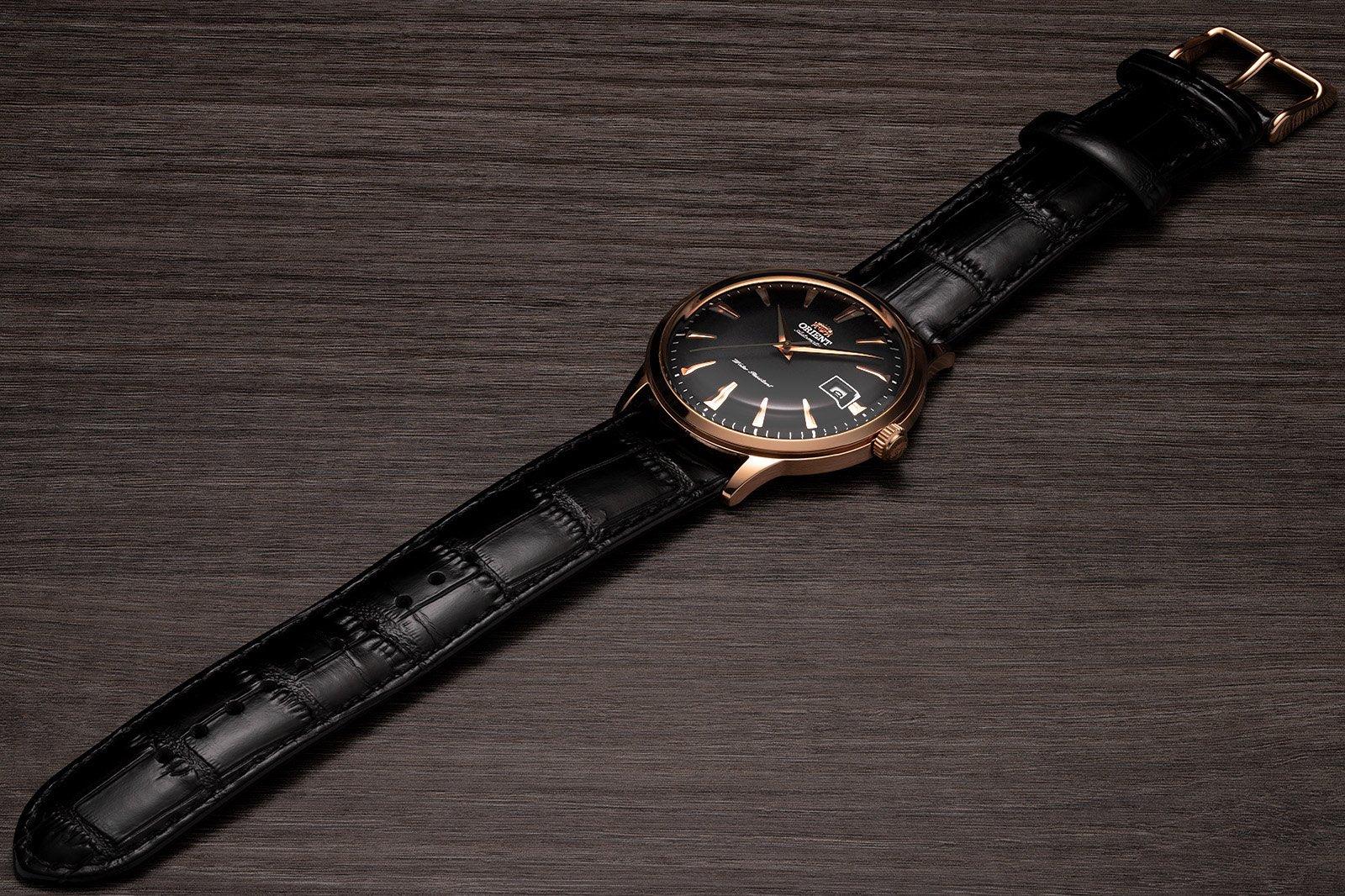 Orient Bambino 40.5mm Black Dial Leather Mens Automatic Watch TAC00001B0