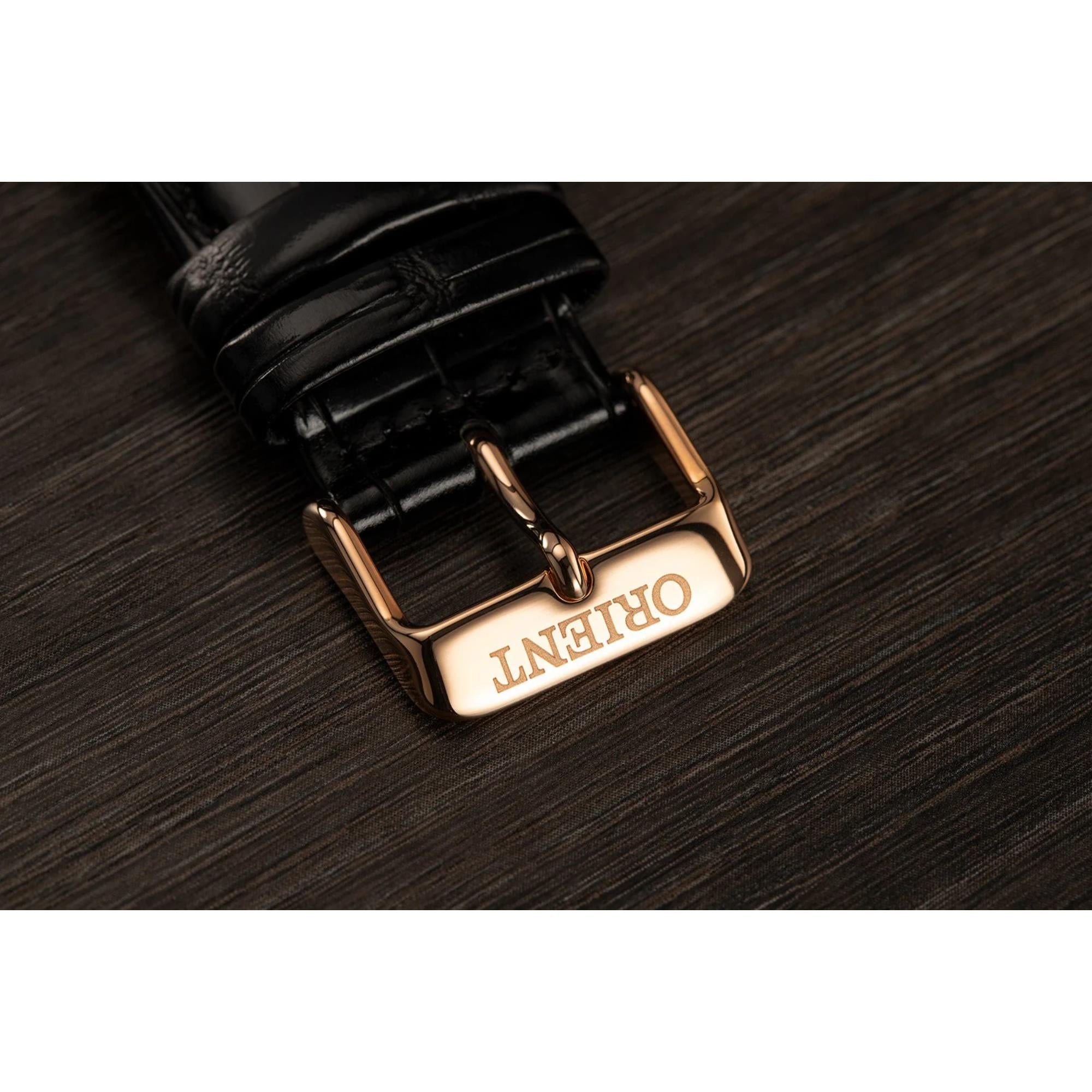 Orient Bambino 40.5mm Black Dial Leather Mens Automatic Watch TAC00001B0