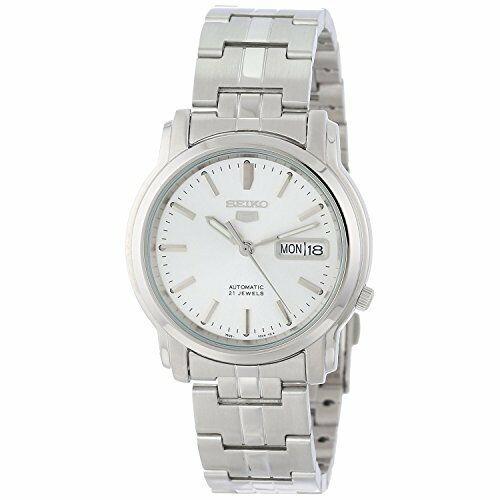Seiko 5 Automatik Silbernes Zifferblatt Edelstahl Armband Herren Uhr SNKK65K1