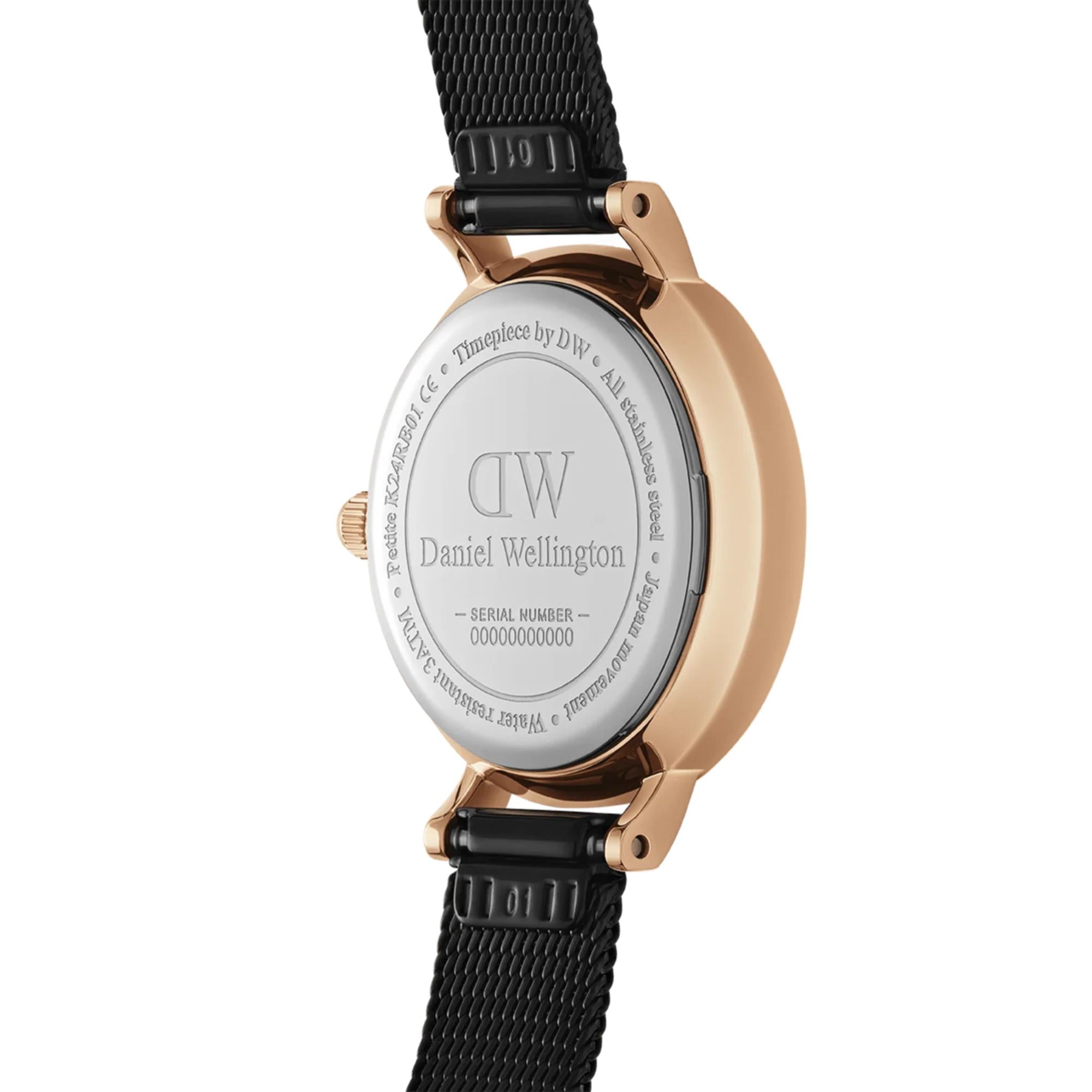 Daniel Wellington Petite 24mm Black Dial Steel Ladies Quartz Watch DW00100441