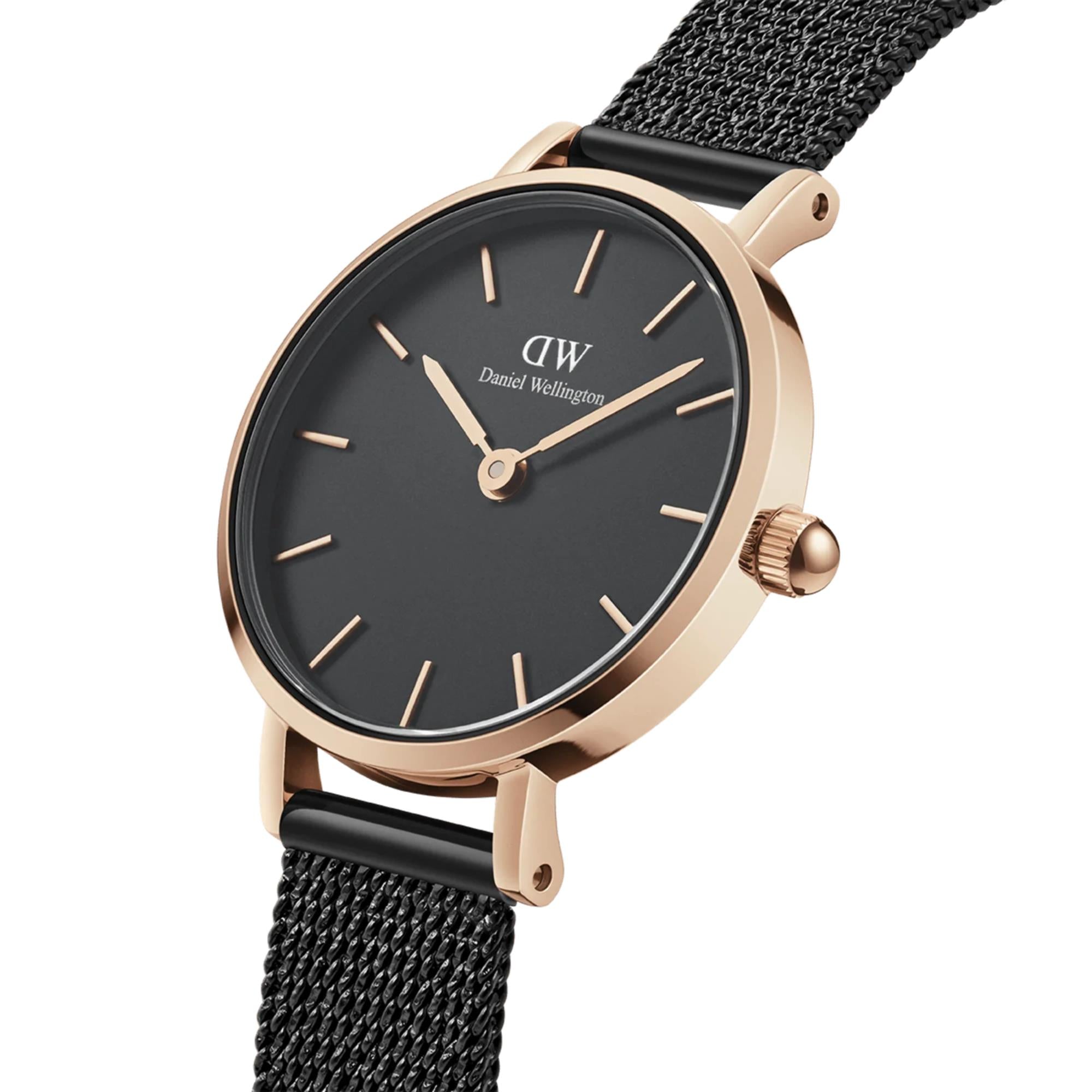 Daniel Wellington Petite 24mm Black Dial Steel Ladies Quartz Watch DW00100441