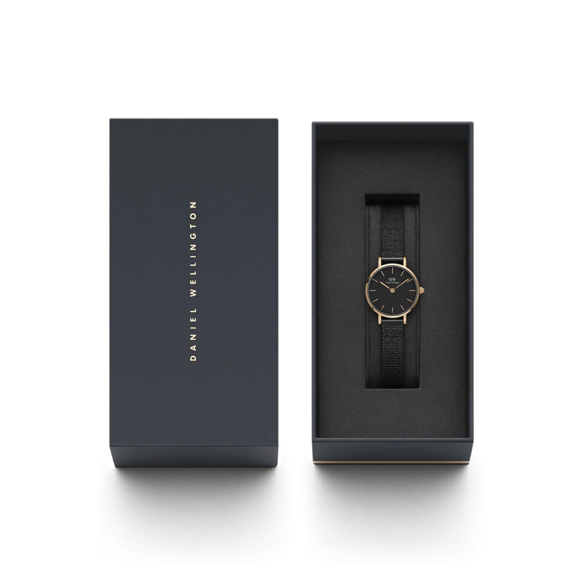 Daniel Wellington Petite 24mm Black Dial Steel Ladies Quartz Watch DW00100441