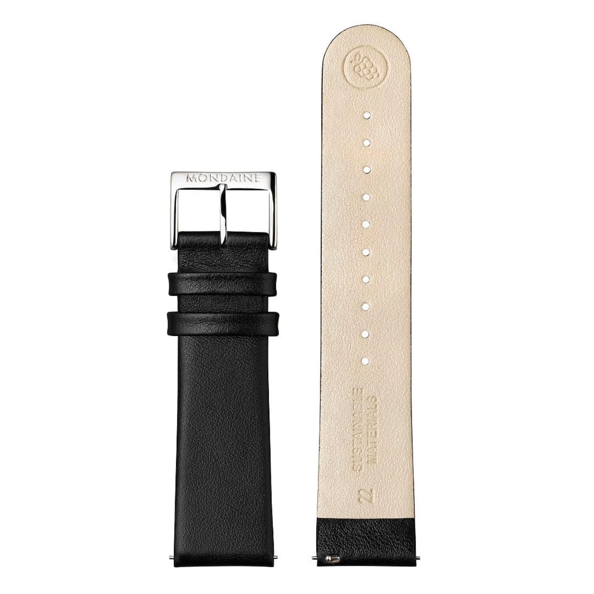 Mondaine Evo2 43mm Schwarzes Zifferblatt Leder Herren Quarz Uhr MSE.43120.LB