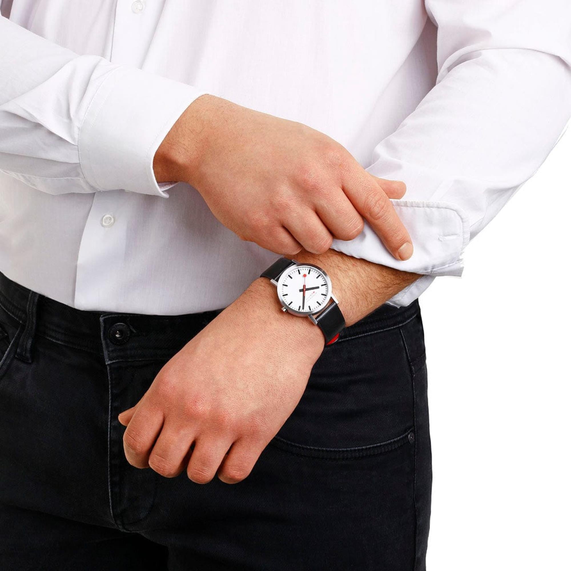 Mondaine Classic 40mm White Dial Leather Mens Quartz Watch A660.30360.16SBBV