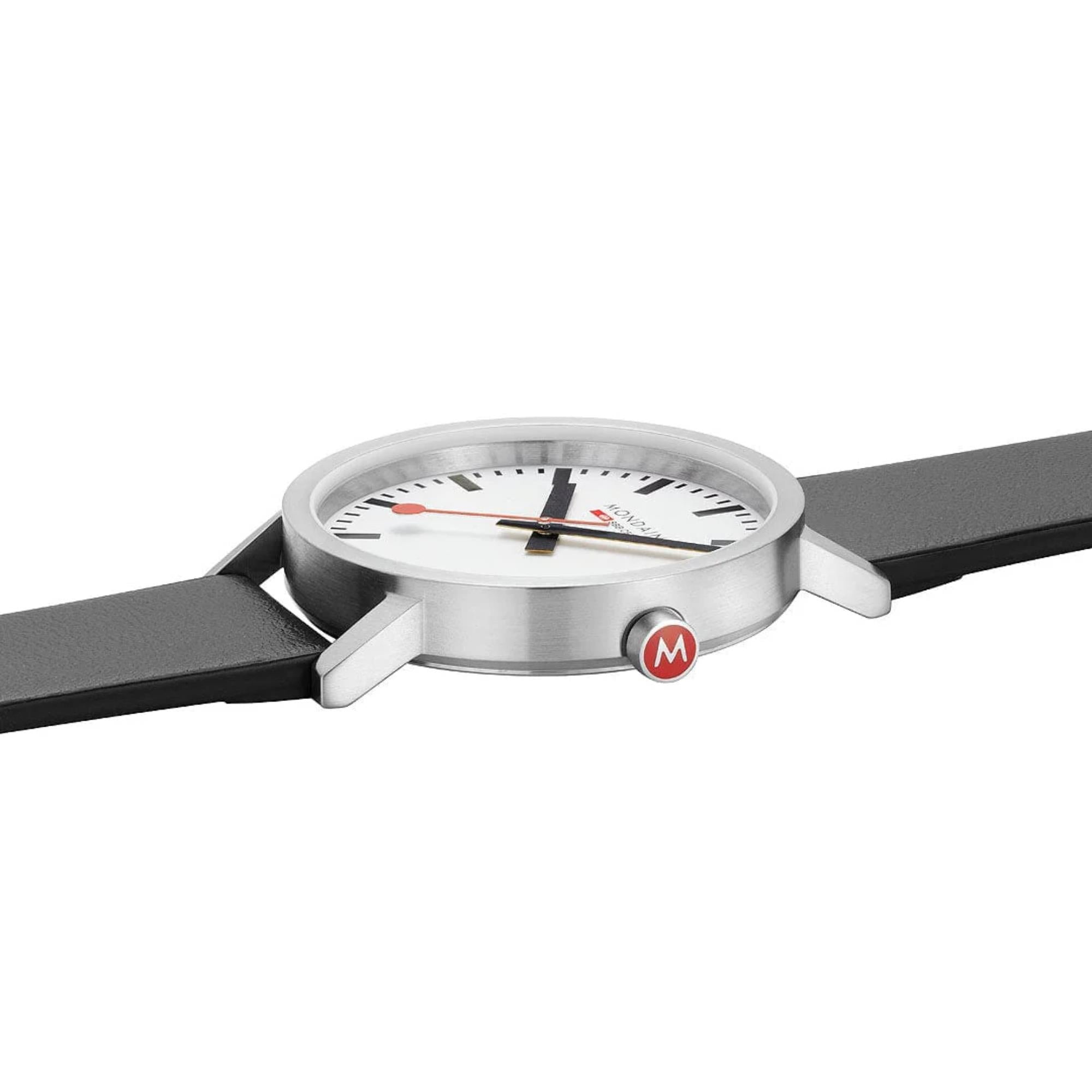 Mondaine Classic 40mm White Dial Leather Mens Quartz Watch A660.30360.16SBBV