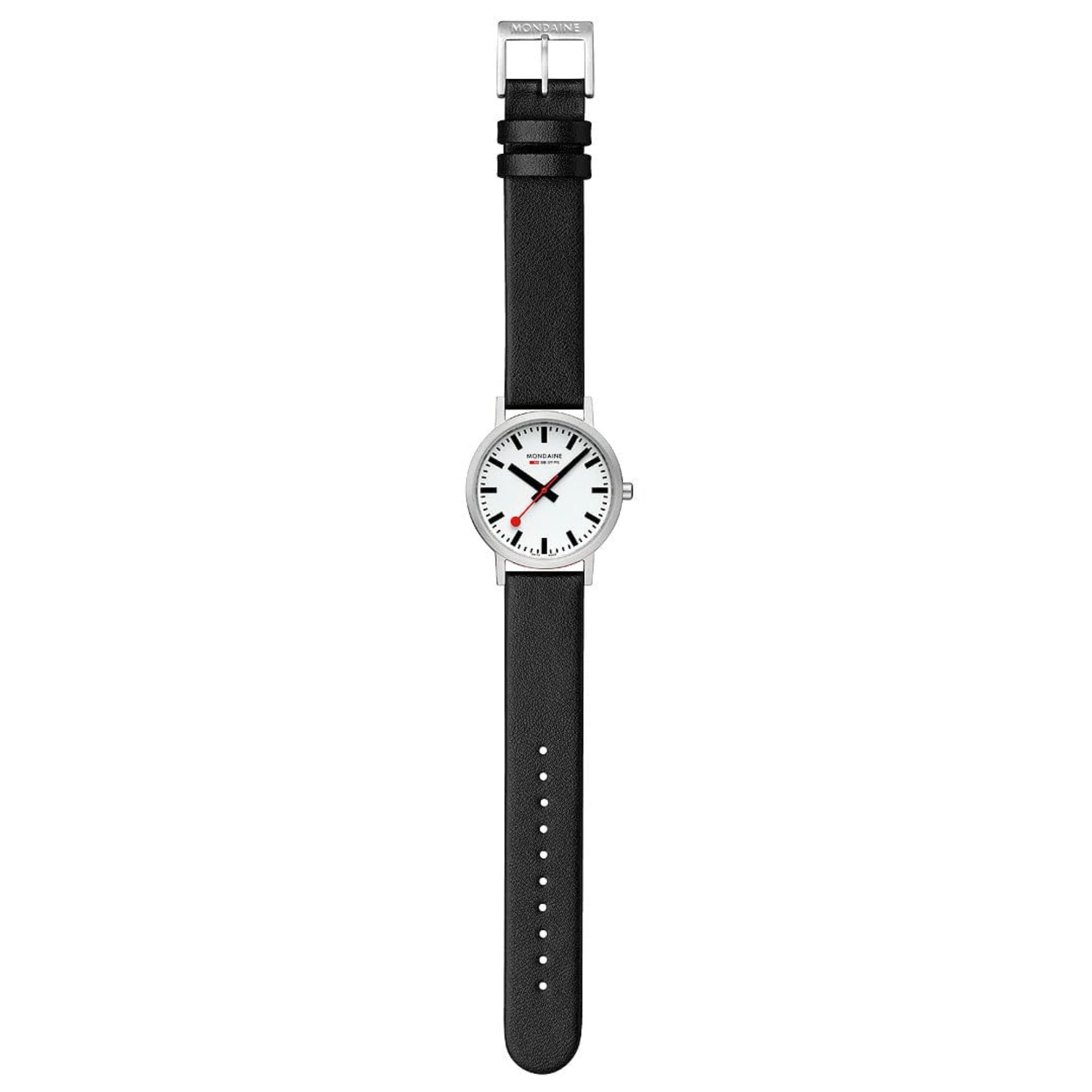 Mondaine Classic Quartz White Dial Black Leather Strap Watch A660.30314.16SBBV