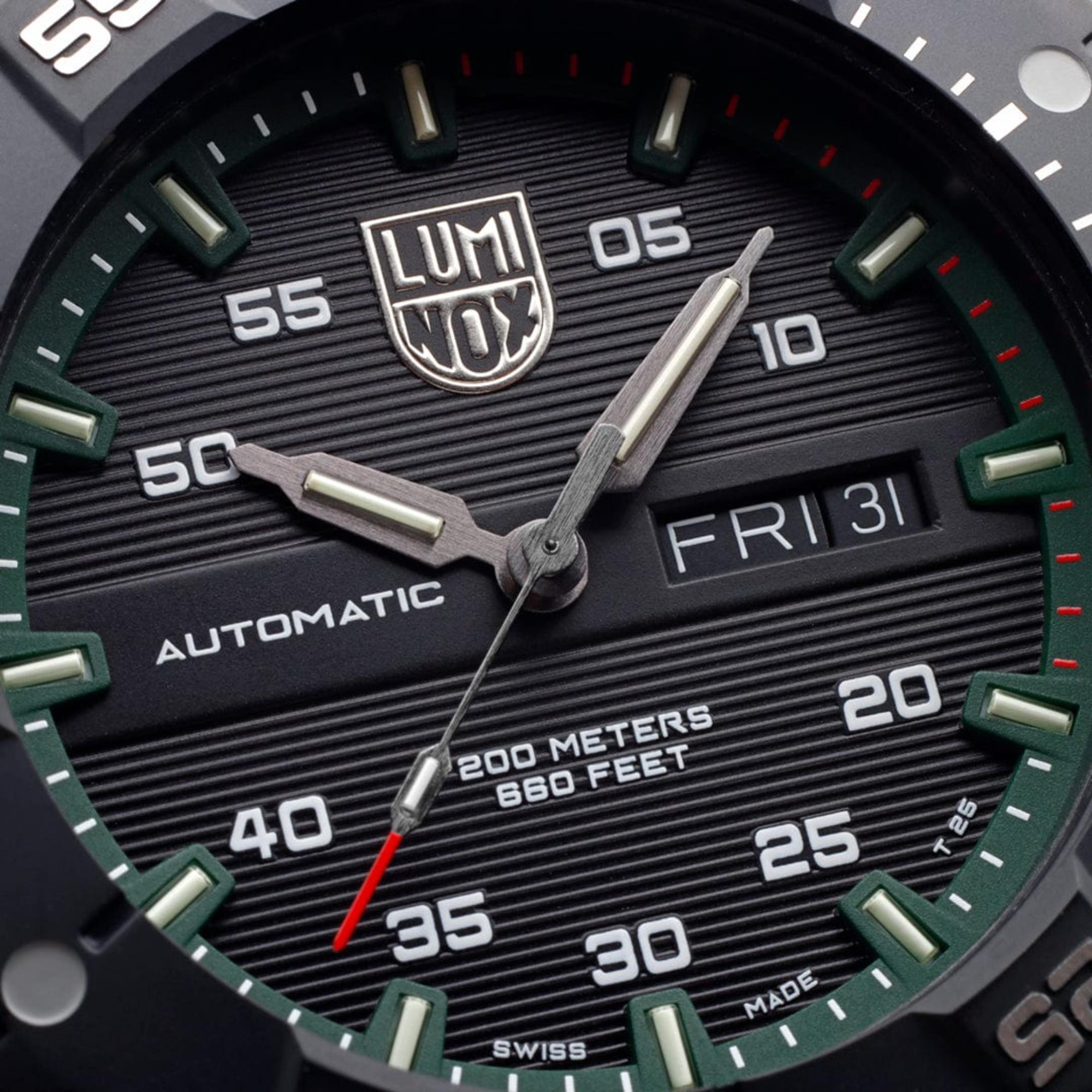 Luminox Master Carbon Seal 3860 Serie Automatik Graues Zifferblatt Grünes Gummiarmband Herren Uhr XS.3877