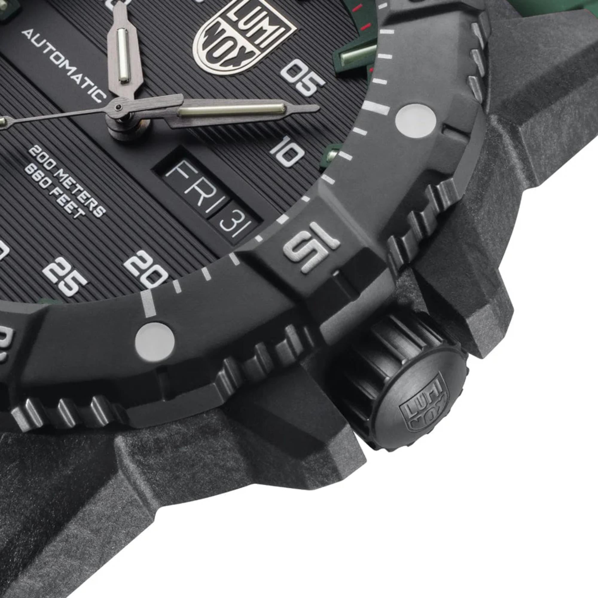 Luminox Master Carbon Seal 3860 Serie Automatik Graues Zifferblatt Grünes Gummiarmband Herren Uhr XS.3877