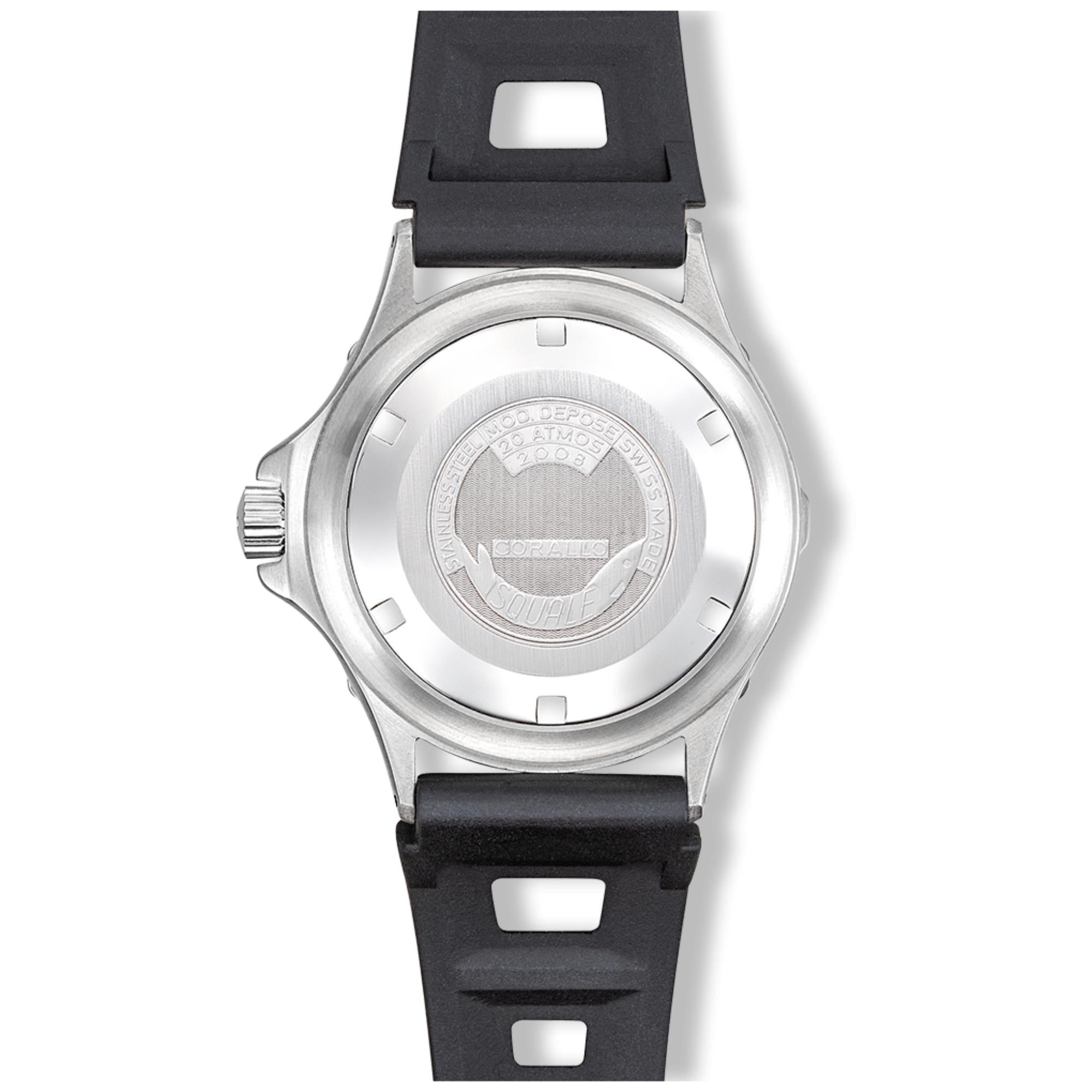 Squale Corallo NOS 2008 Limited Edition Automatic Black Dial Rubber Strap Men's Watch CORALBICBK.RBK